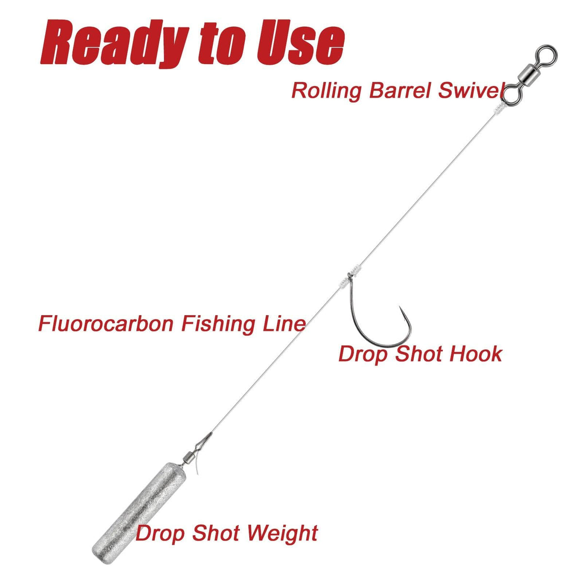 Dr.Fish 10pcs Ready Tied Drop Shot Rigs - Dr.Fish Tackles