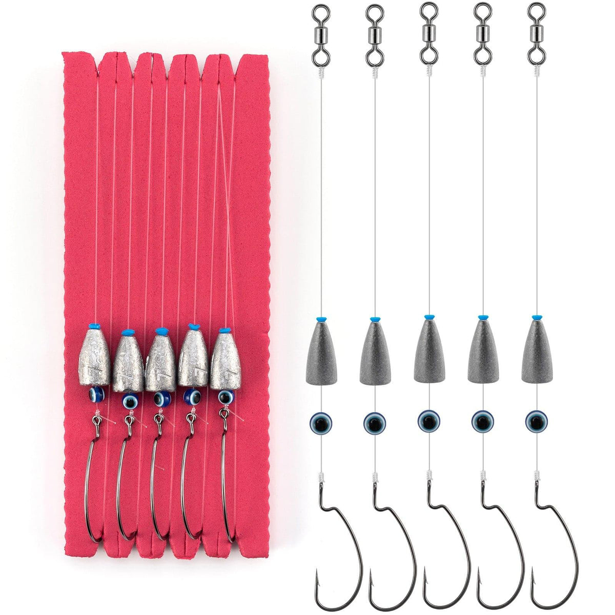 Dr.Fish 10pcs Pre-Tied Texas Rigs 1/8-3/8oz