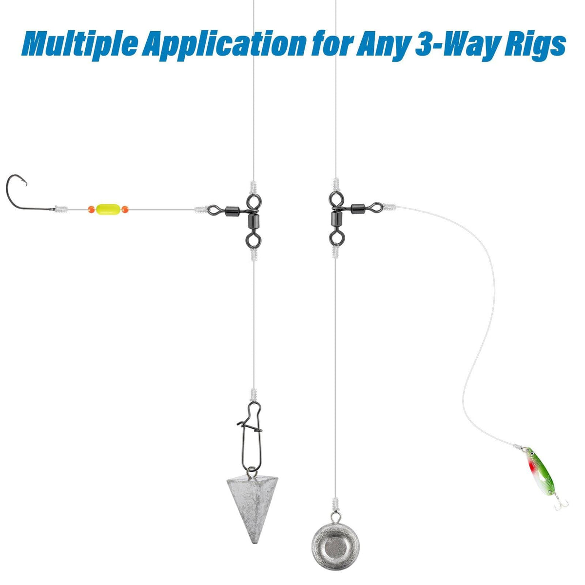 Dr.Fish 30pcs Black 3 Way Crane Swivels 6-282lb - Dr.Fish Tackles