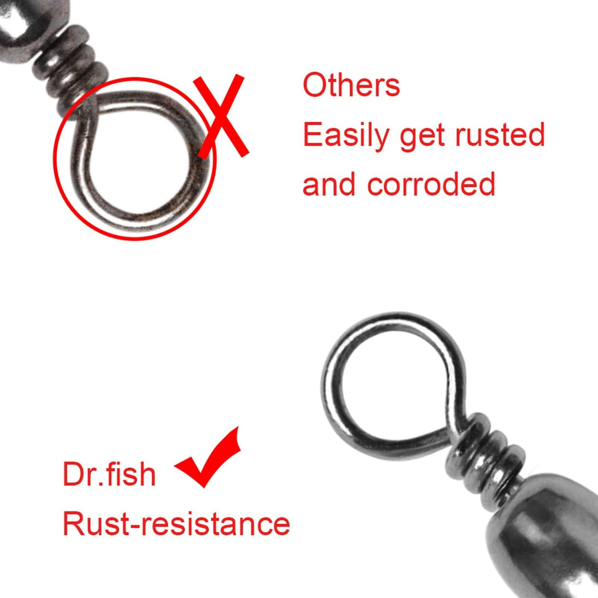 Dr.Fish 50pcs Black Barrel Swivels 35-154lb - Dr.Fish Tackles