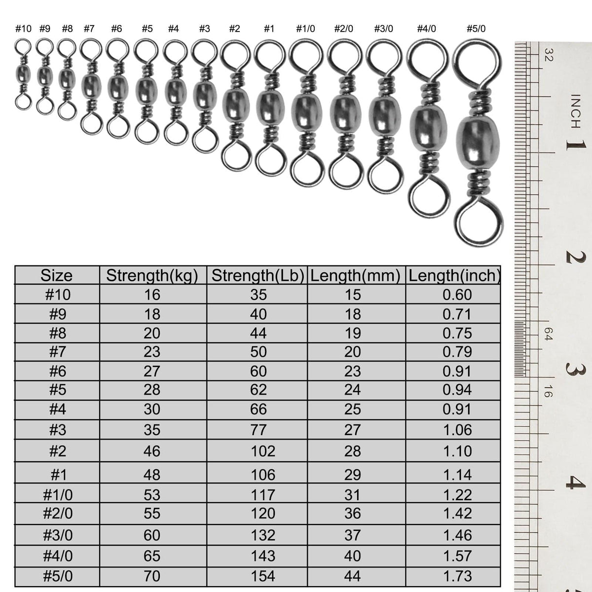 Dr.Fish 50pcs Black Barrel Swivels 35-154lb - Dr.Fish Tackles