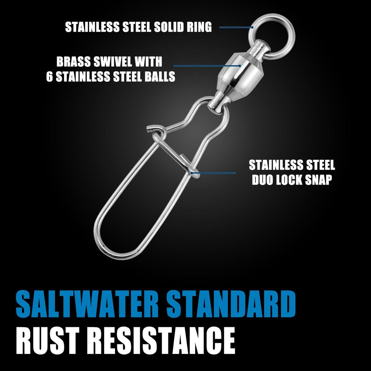 Dr.Fish Ball Bearing Swivel with Duo Lock Snap 28-220lb - Dr.Fish Tackles