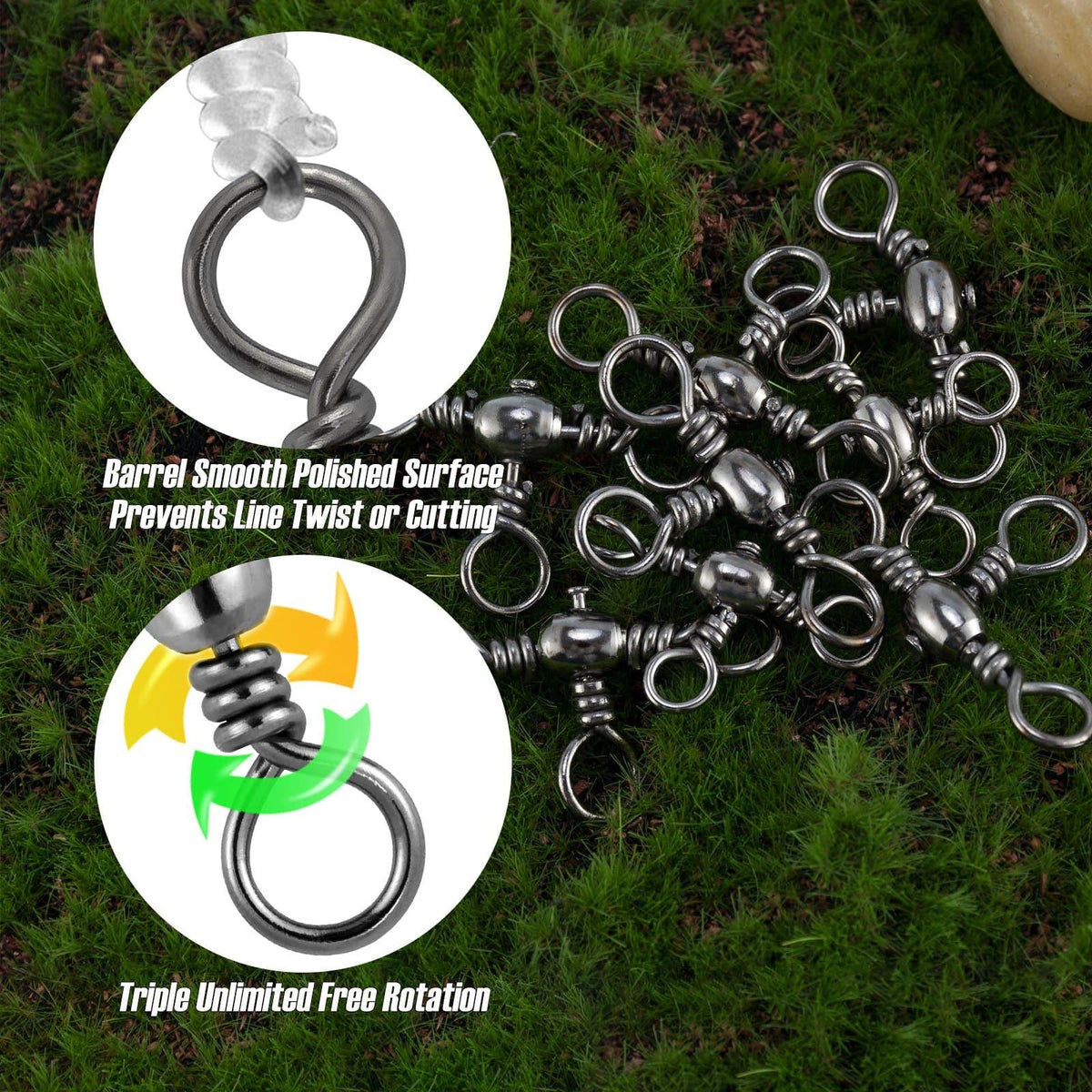 Dr.Fish 60pcs Three Way Barrel Swivels 35-175lb - Dr.Fish Tackles