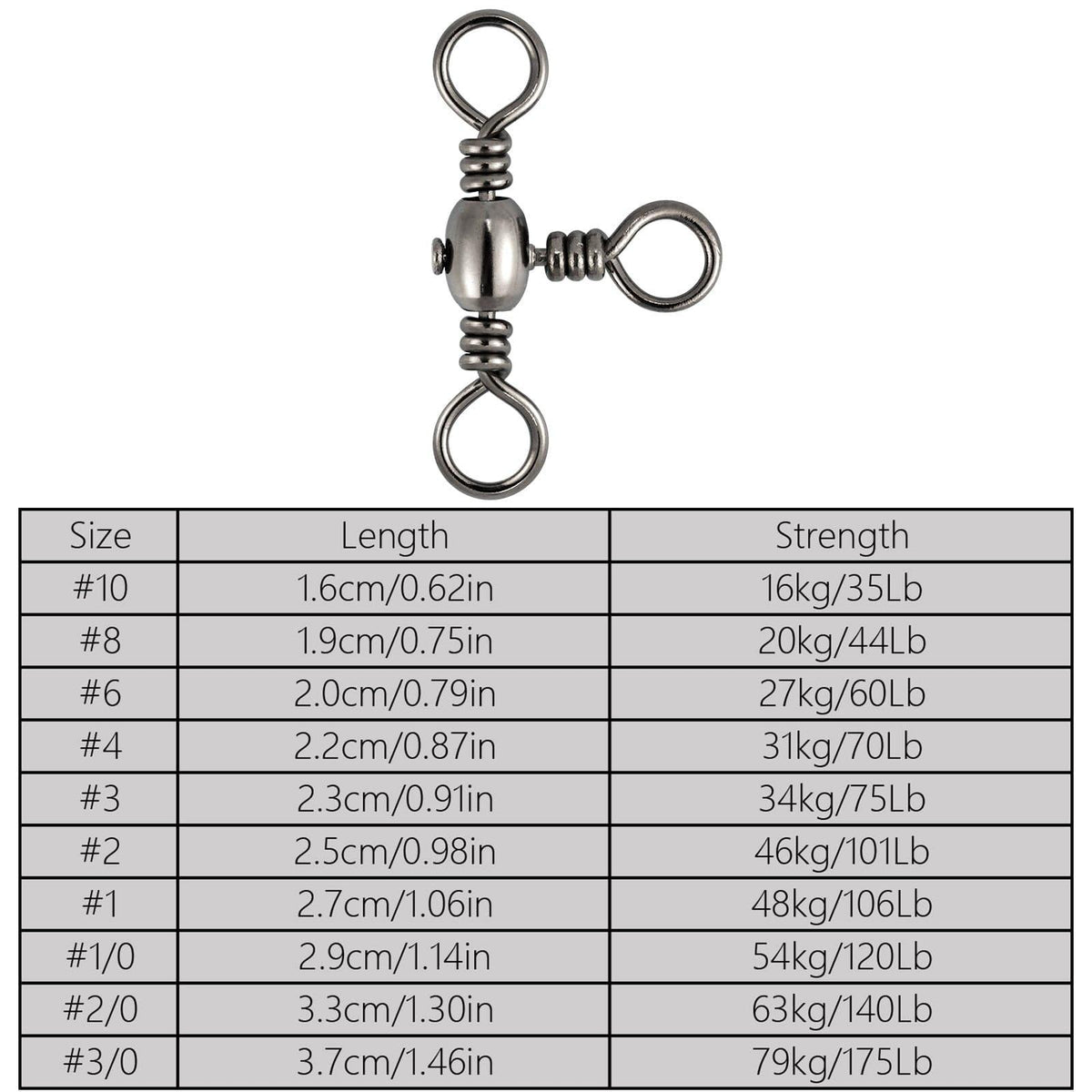 Dr.Fish 60pcs Three Way Barrel Swivels 35-175lb - Dr.Fish Tackles