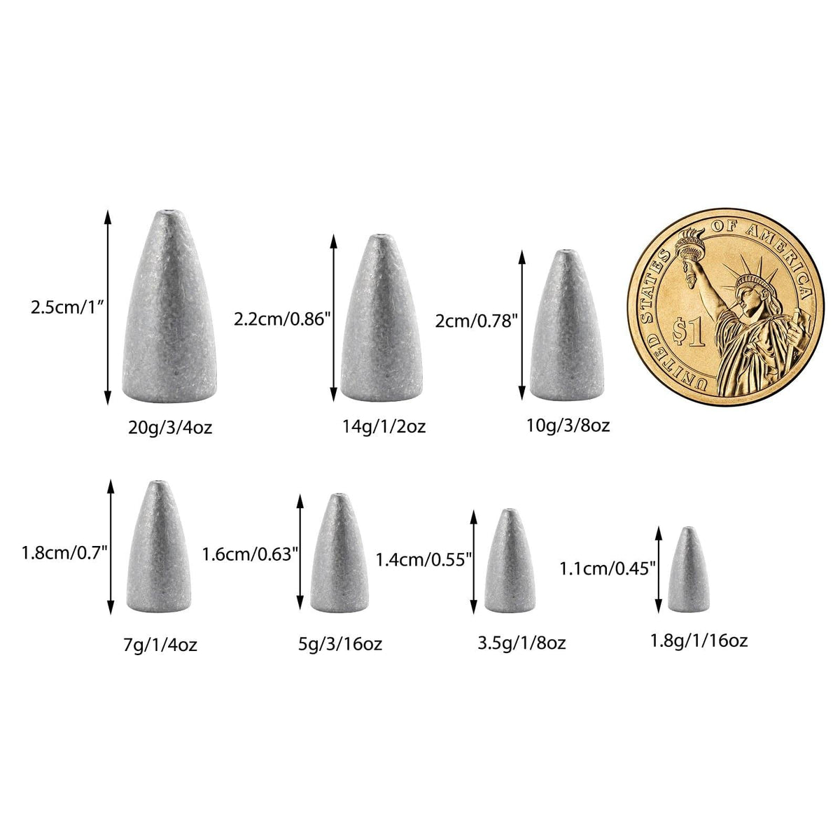 Dr.Fish Bullet Lead Weights 1/16 to 3/4oz - Dr.Fish Tackles