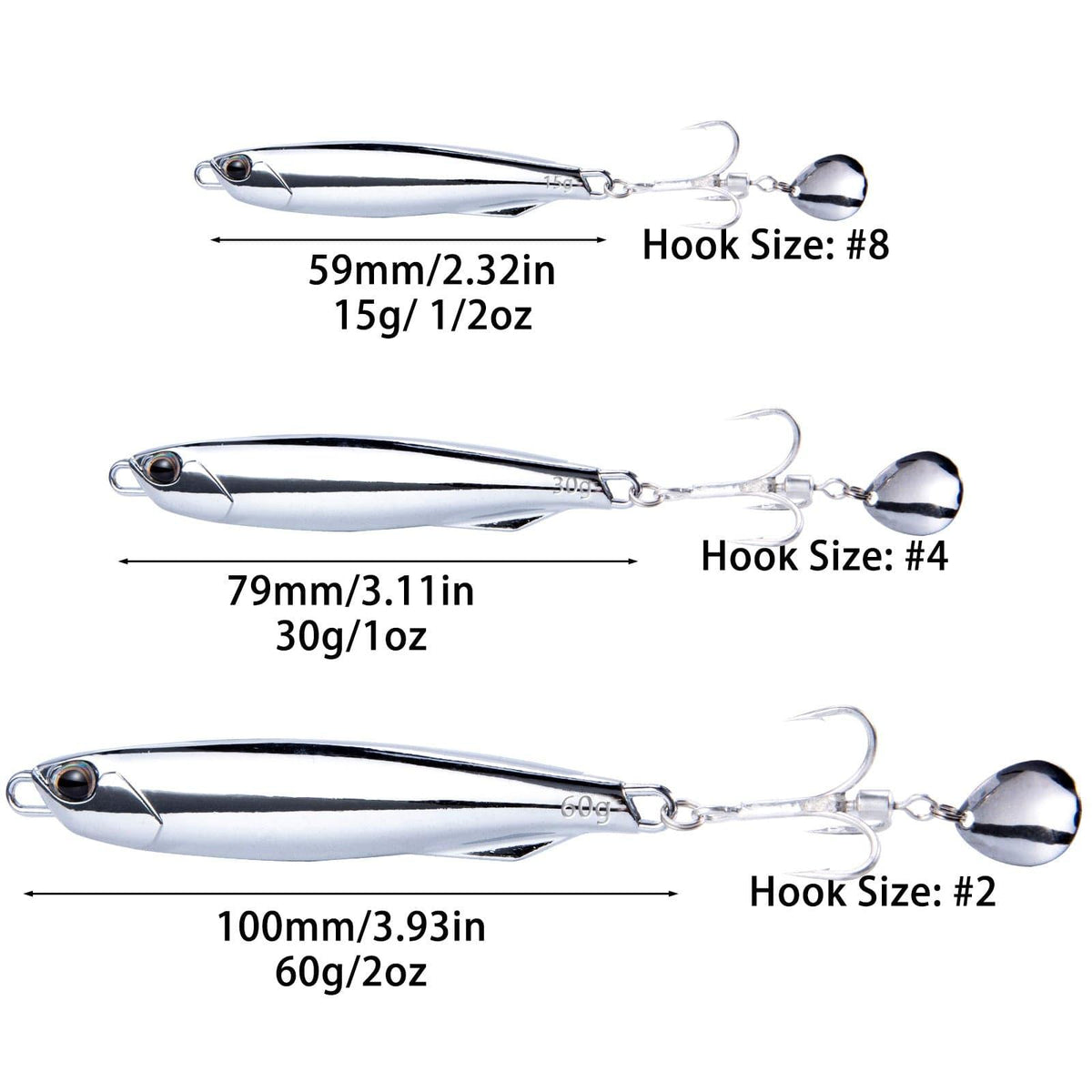 Dr.Fish 3pcs Bladed Metal Jigs 3/8oz-2oz - Dr.Fish Tackles