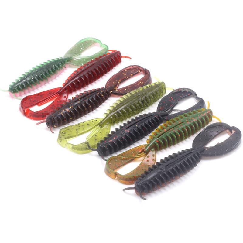 bass fishing lures plastic Soft Plastic Fishing Lure Twin Tail Worms 3.54'' Sinking/Floating Sale 223 (Floating)