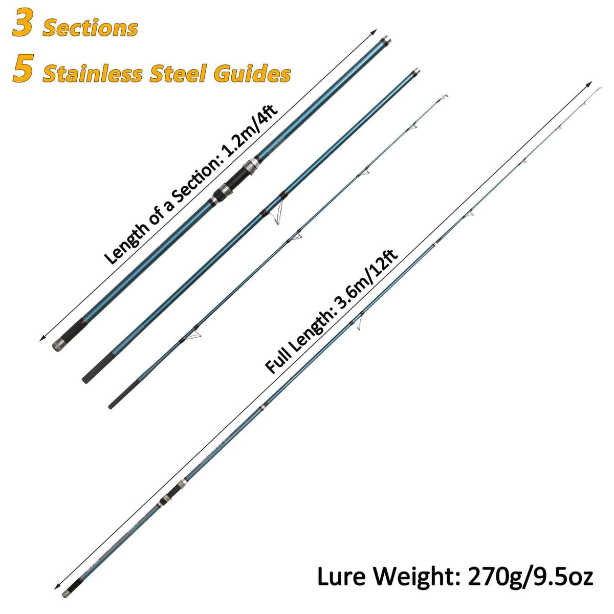 Dr.Fish Hard Surf Spinning Rod 11.8ft 3 Section - Dr.Fish Tackles