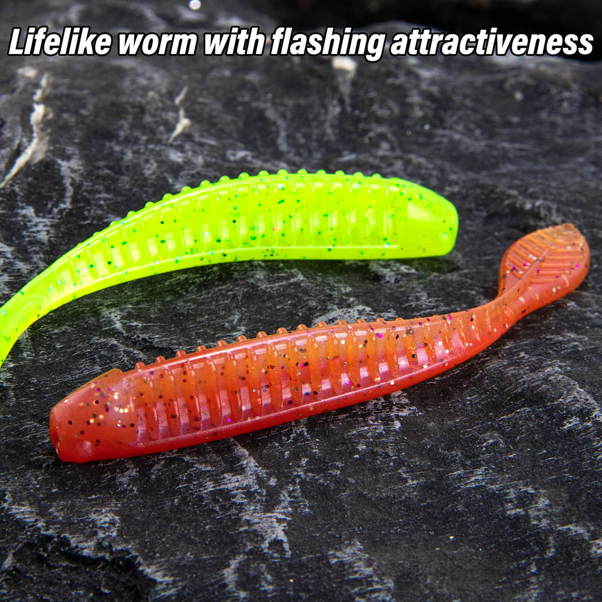 Dr.Fish 20pcs Flat Tail Soft Plastic Baits 3.3"