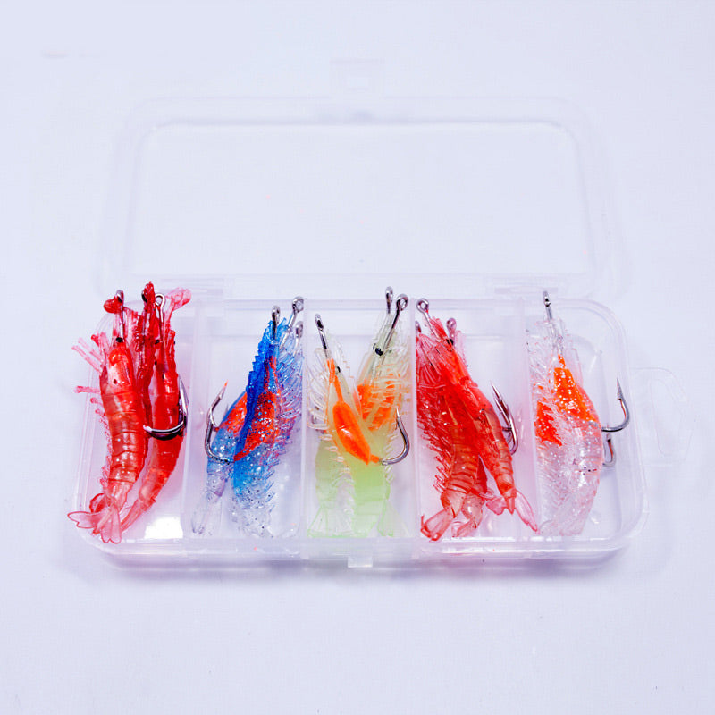 Dr.Fish 15pcs Shrimp Crawfish Soft Plastic Fishing Lures