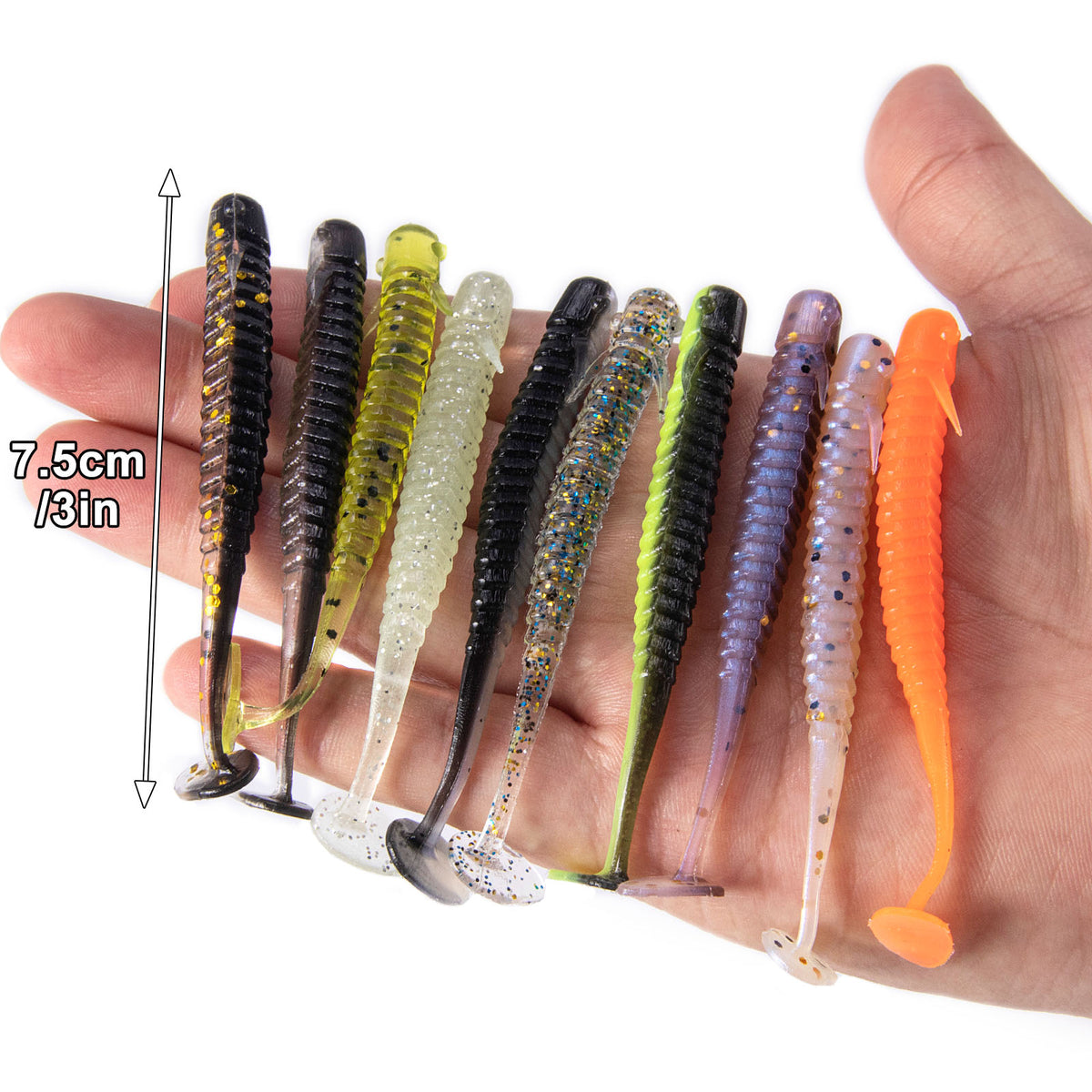 Dr.Fish 10pcs Paddle Tail Swimbait 3''