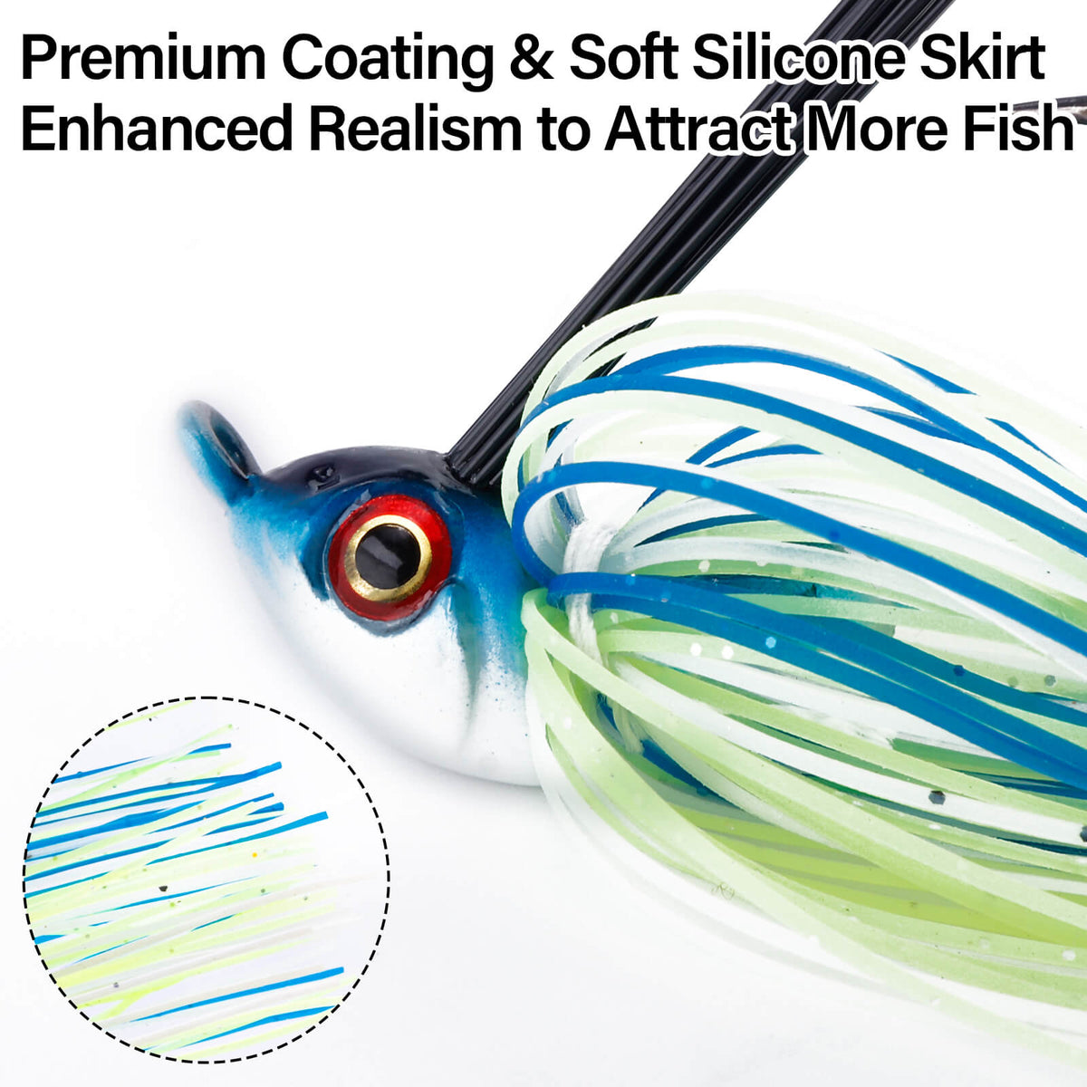 Dr.Fish 2pcs Weedless Bass Swim Jigs 3/8oz-1/2oz