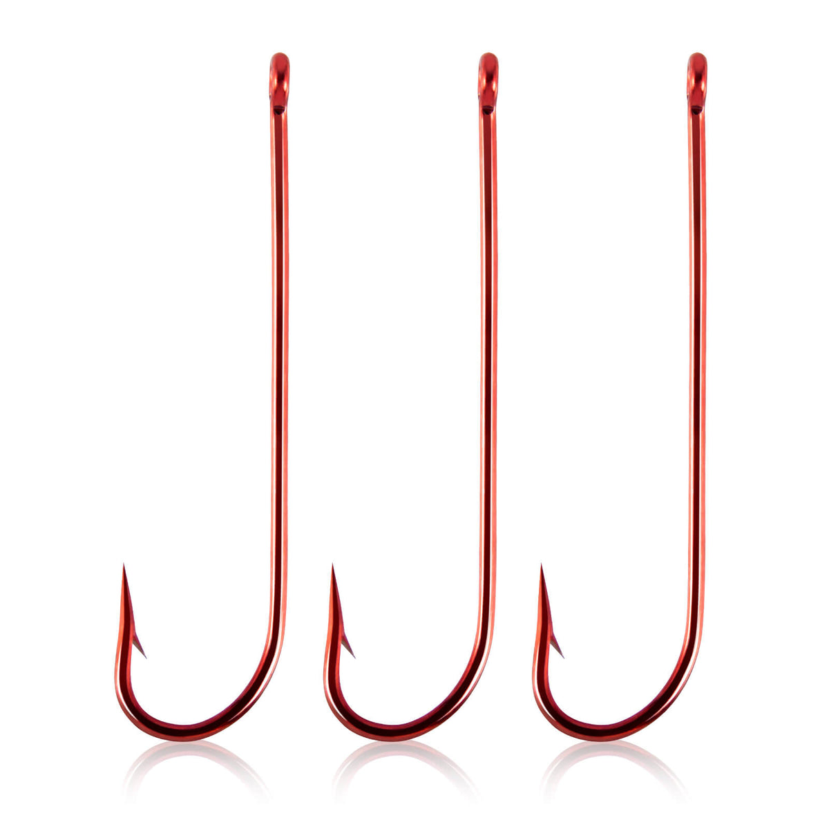 Dr.Fish 100pcs Aberdeen Fishing Hooks Red Extra Long Shank