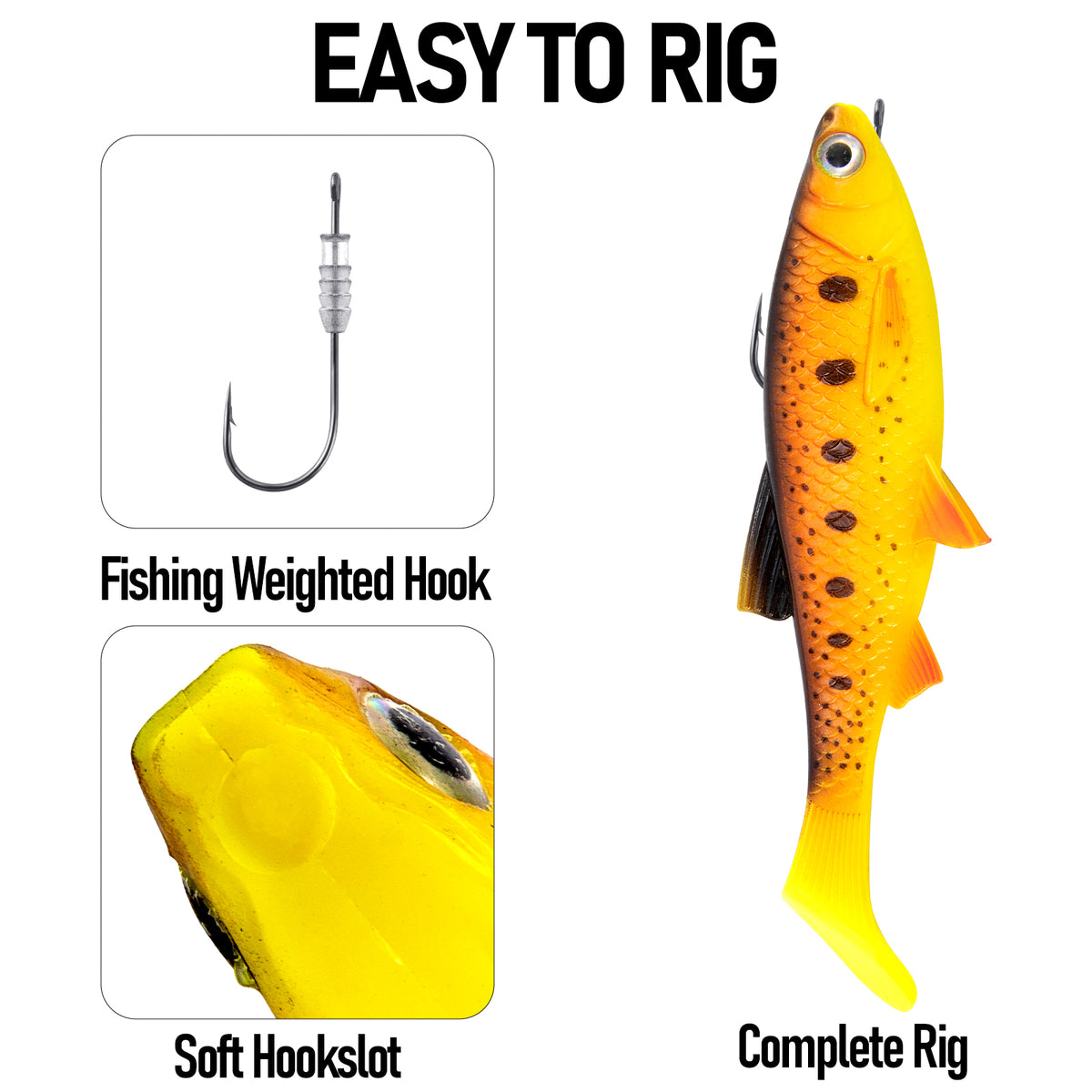 Dr.Fish 2 pcs Large Soft Plastic Paddle Tail  Lures 6.1"