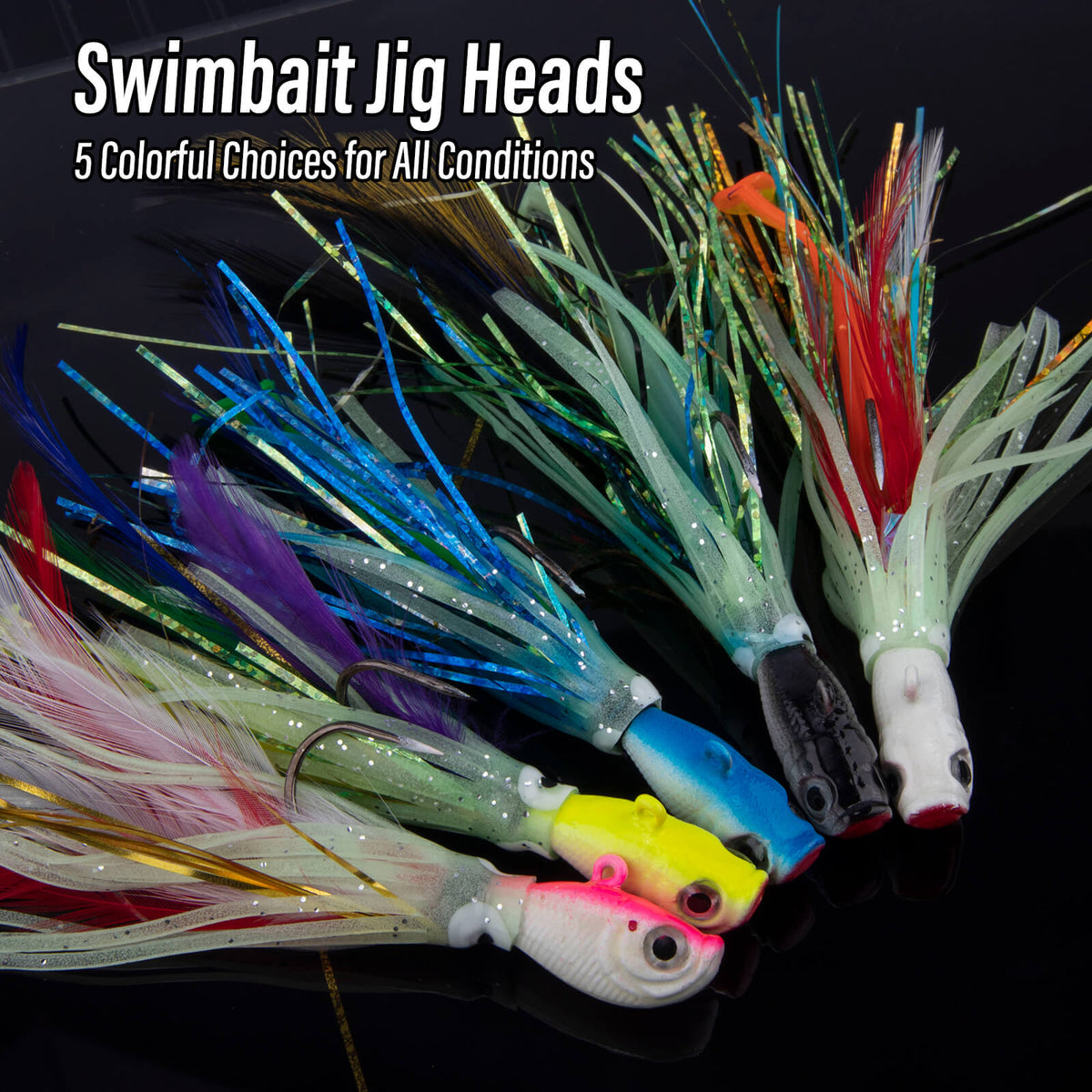 Dr.Fish 3pcs Bucktail Squid Jig Heads 1oz