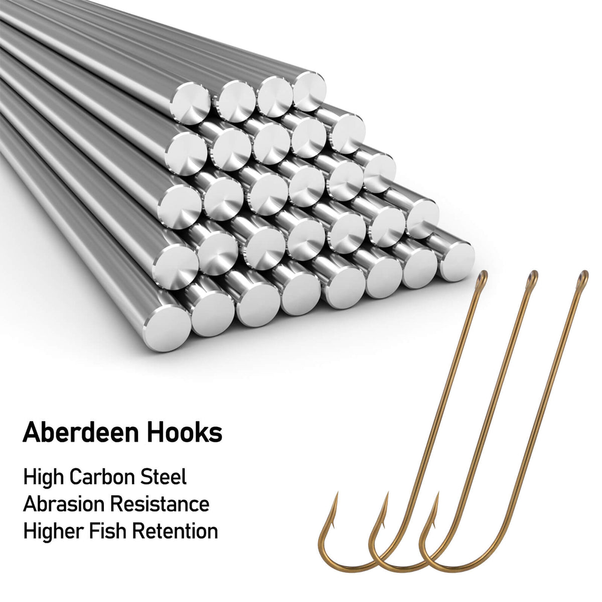 Dr.Fish 100pcs Long Shank Fishing Hooks #12 to 6/0