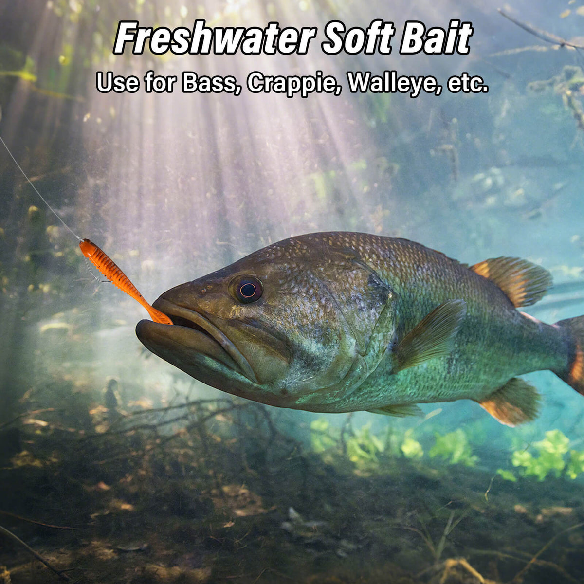 Dr.Fish 20pcs Flat Tail Soft Plastic Baits 3.3"