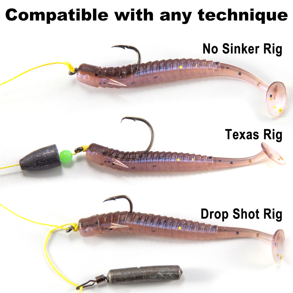 Dr.Fish 10pcs Paddle Tail Swimbait 3''