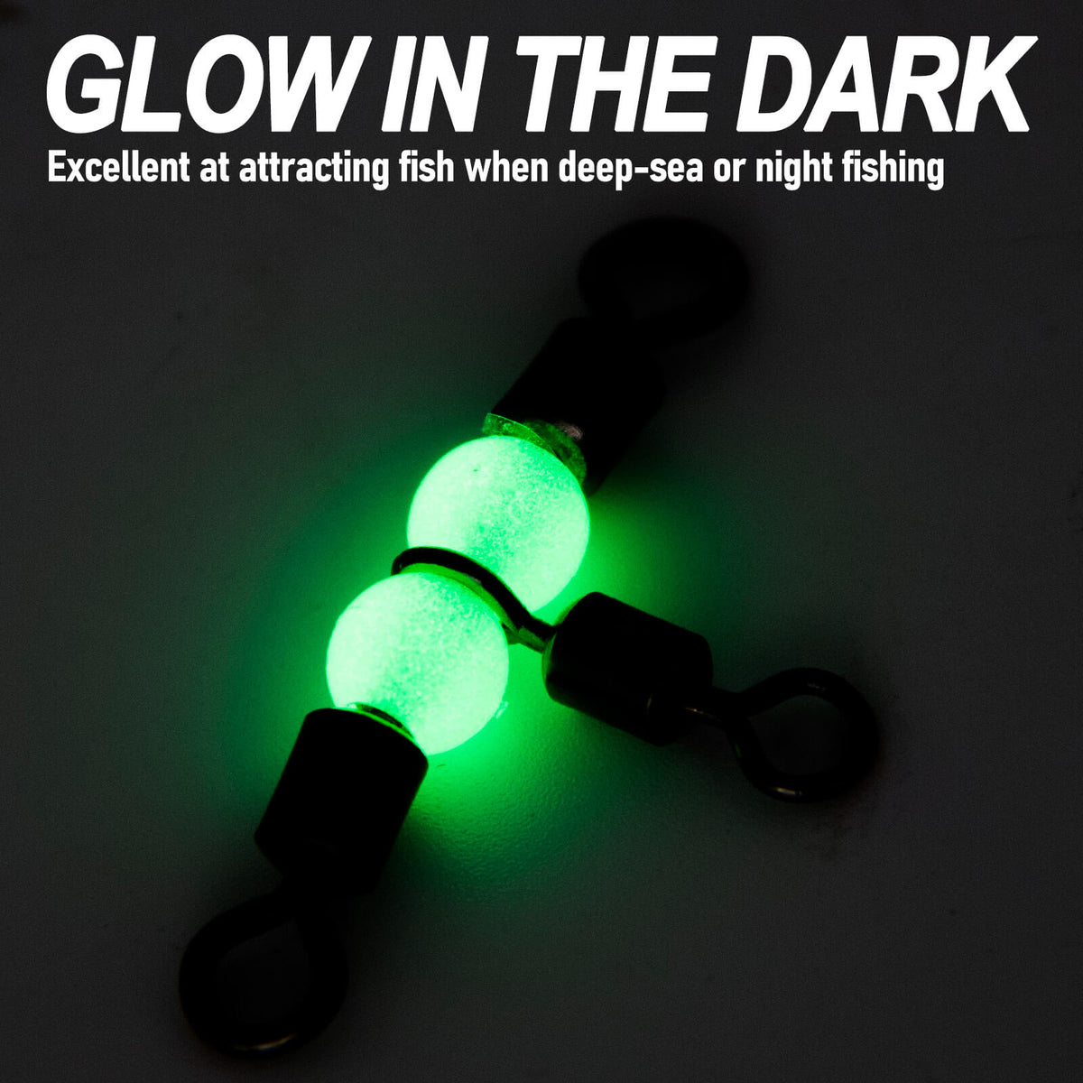 Dr.Fish 20pcs 3-Way Barrel Swivels with Glow Beads 18-126lb