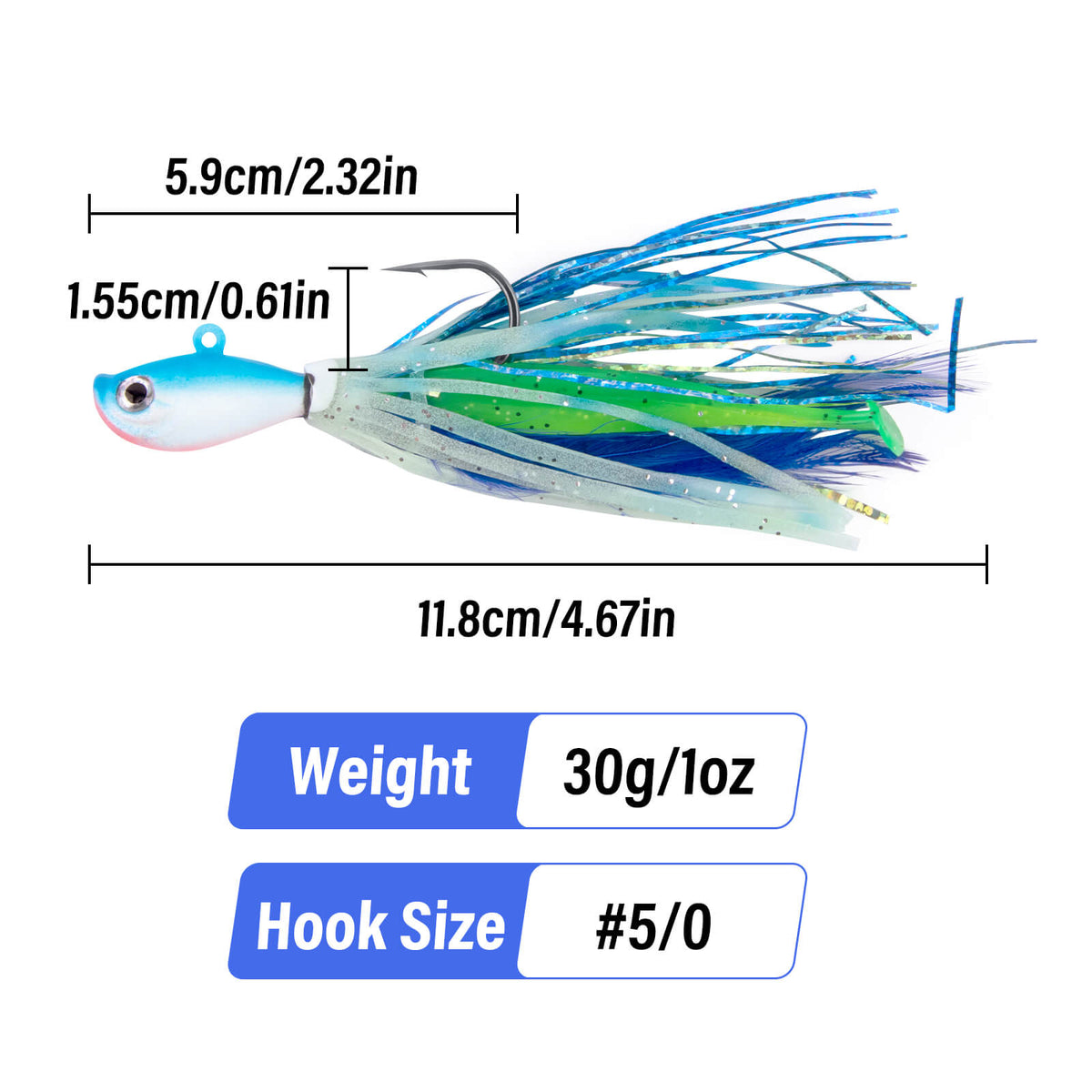 Dr.Fish 3pcs Bucktail Squid Jig Heads 1oz