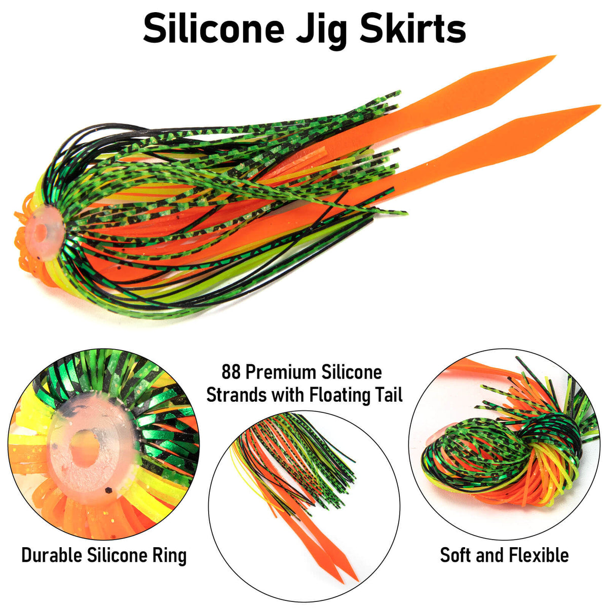 Dr.Fish 15pcs Replacement Jig Umbrella Skirts with Tail
