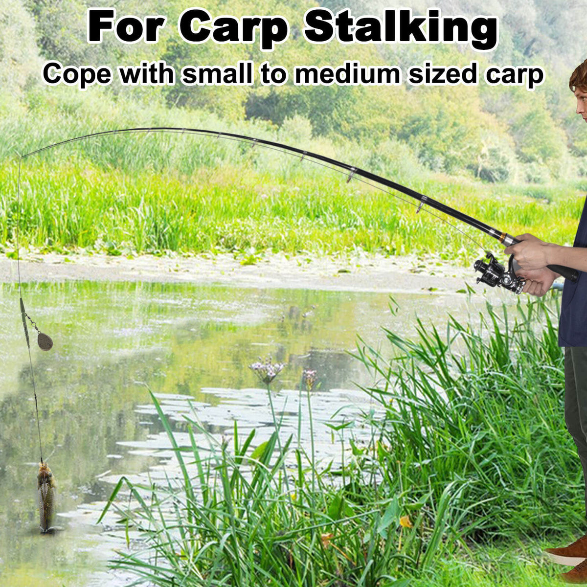 Dr.Fish 7.4FT Telescopic Carp Fishing Rod with Bait Feeder Reel