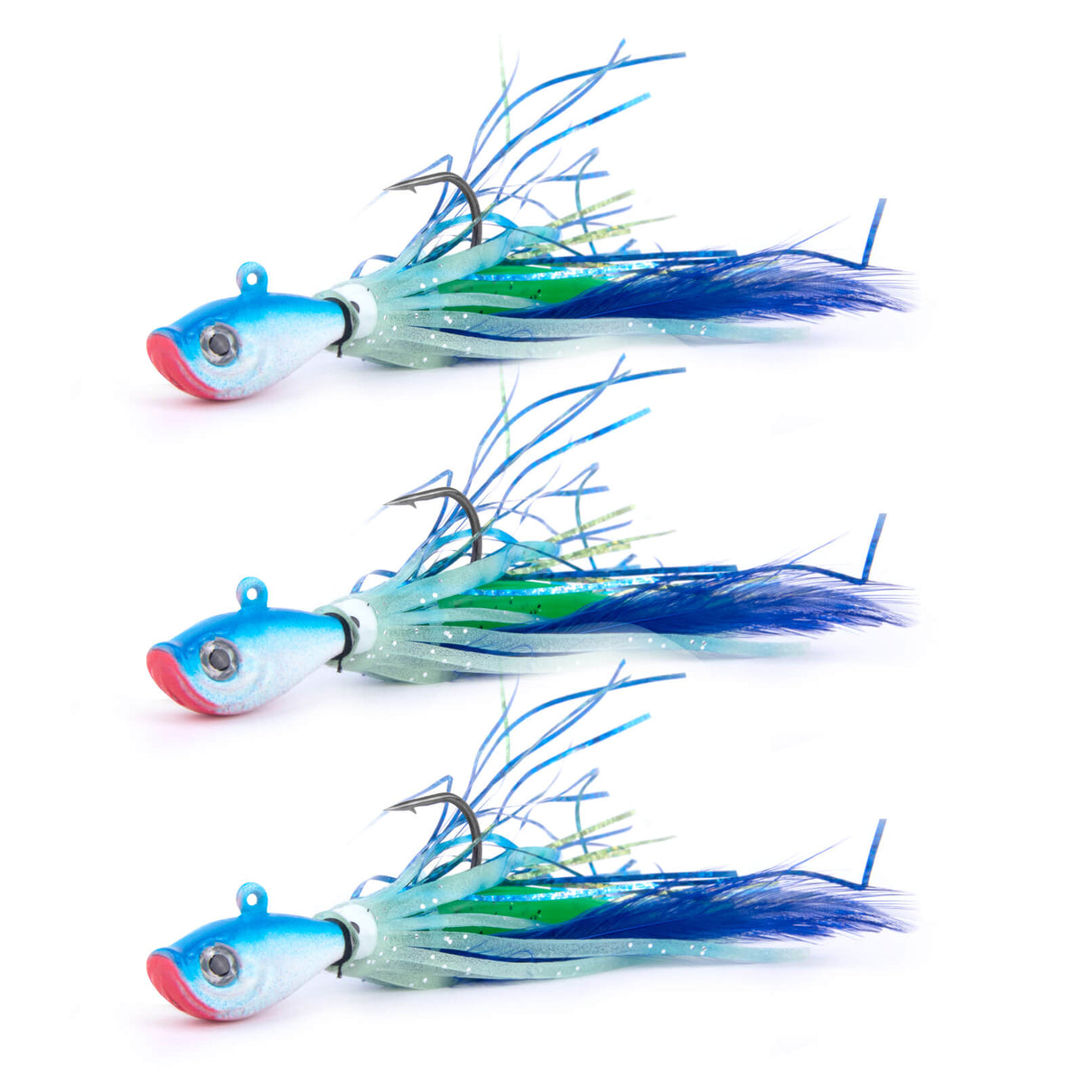 Dr.Fish 3pcs Bucktail Squid Jig Heads 1oz