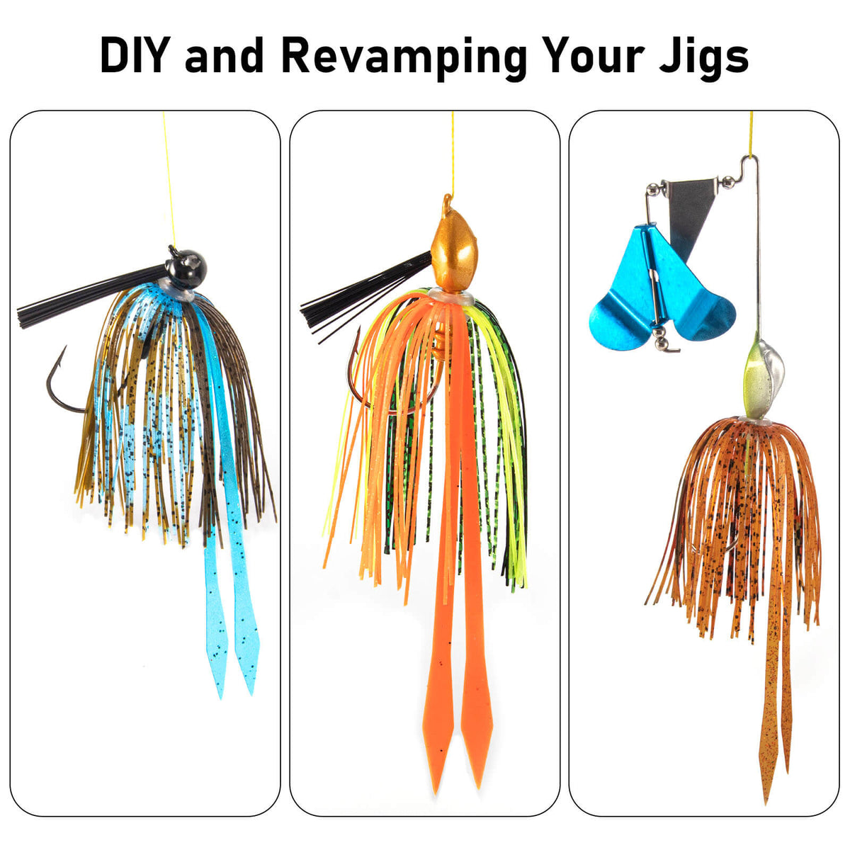 Dr.Fish 15pcs Replacement Jig Umbrella Skirts with Tail