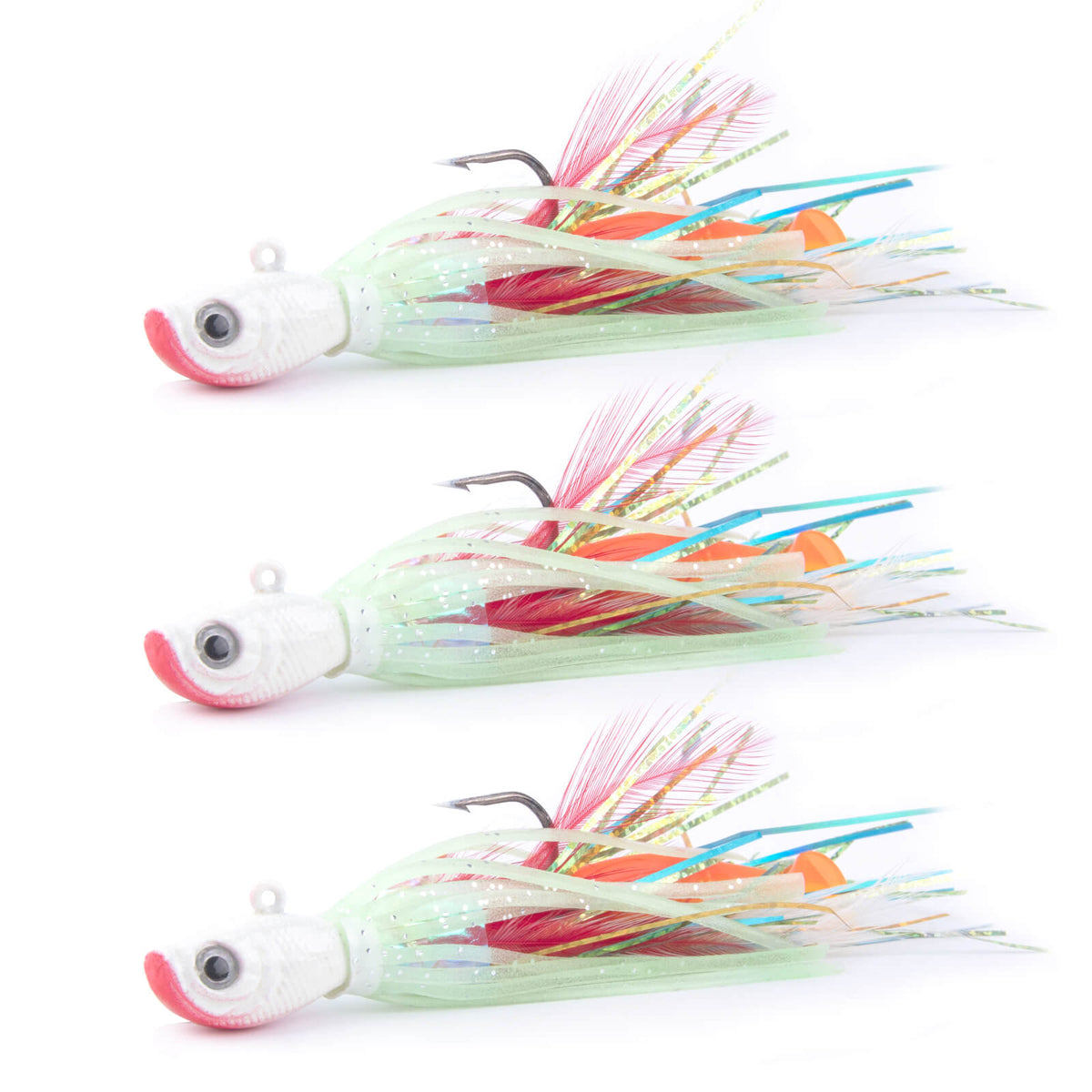 Dr.Fish 3pcs Bucktail Squid Jig Heads 1oz