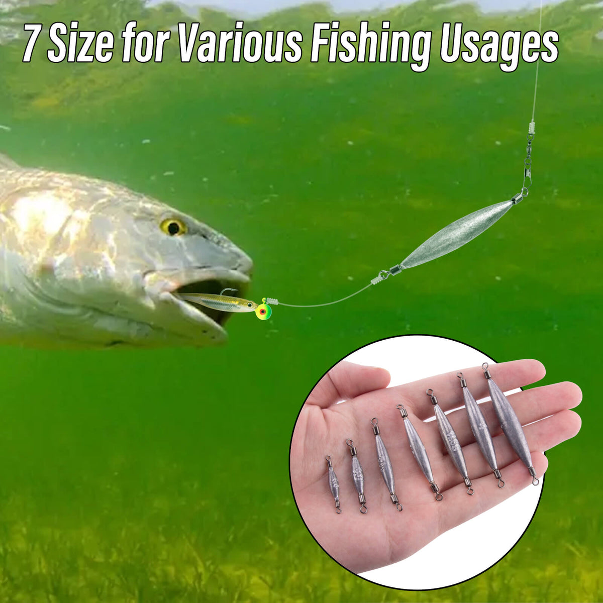 Dr.Fish 20pcs Inline Trolling Weights with Barrel Swivels 1/16oz-3/4oz