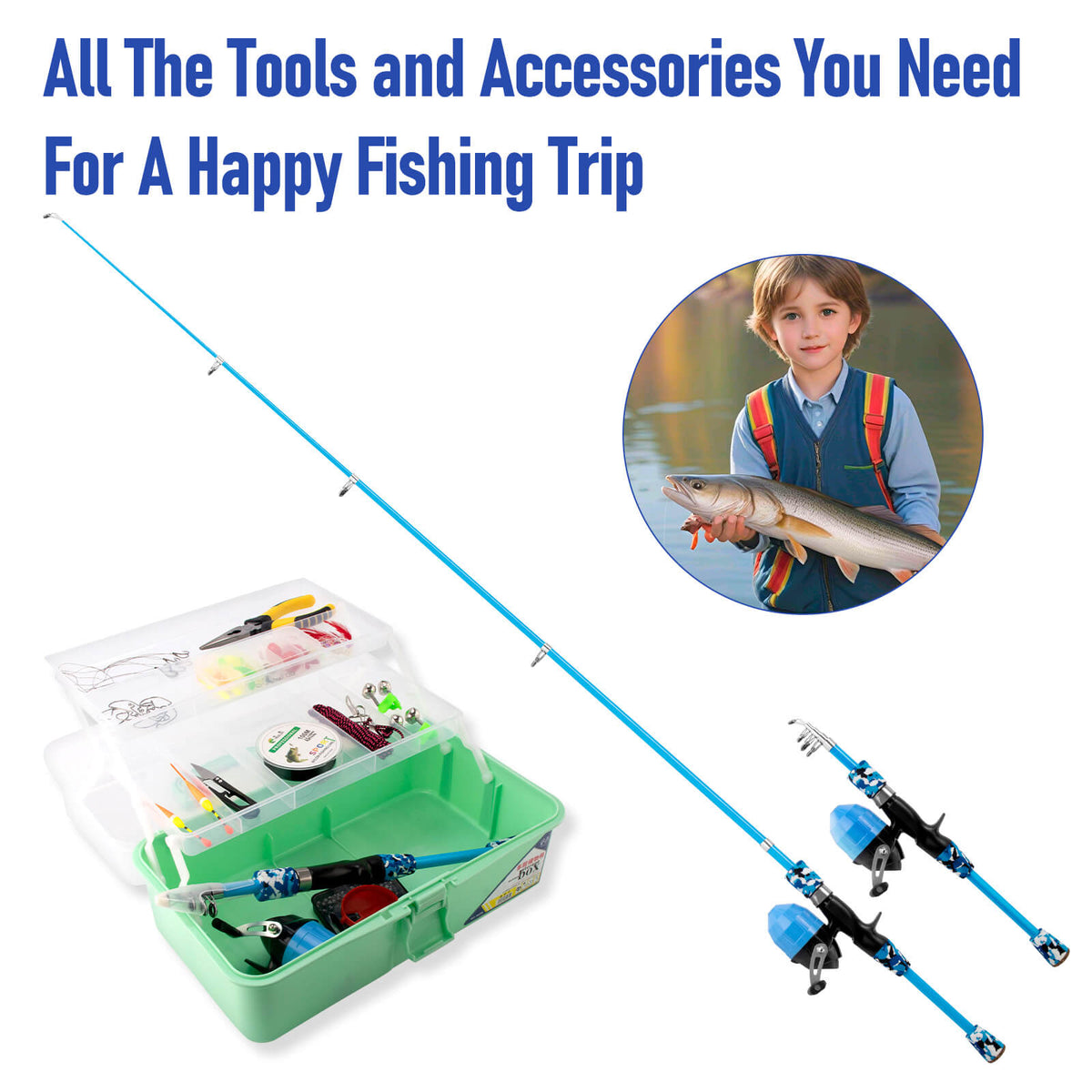 Dr.Fish Kids Fishing Poles Age 4-10 Rod and Reel Combo