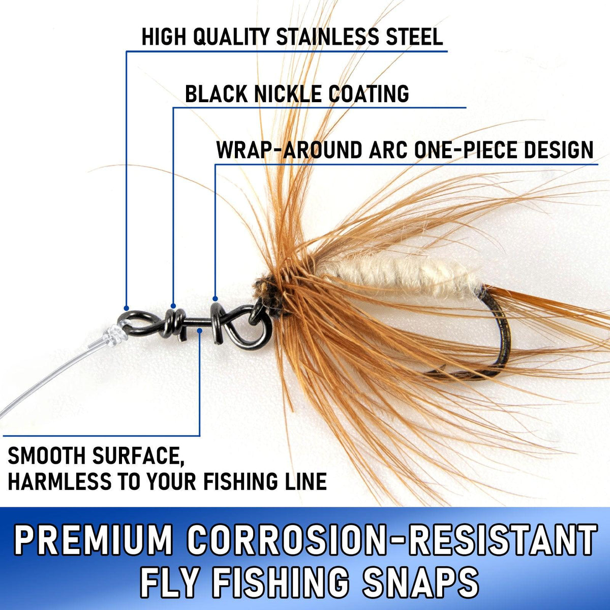 Dr.Fish 150-Pack/Box Fly Fishing Snap twist clip 7-16lb - Dr.Fish Tackles