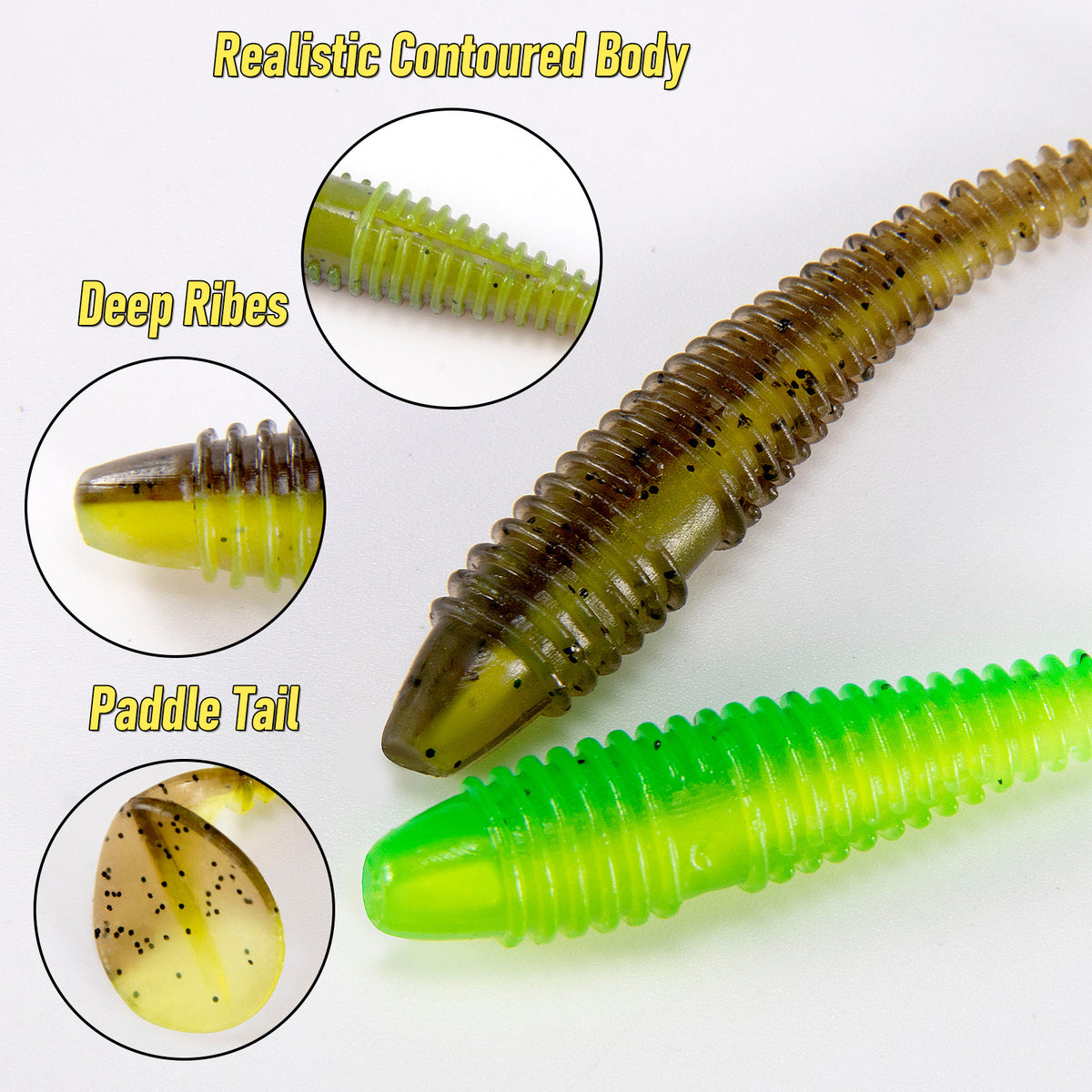 Dr.Fish 20 Pack Paddle Tail Swimbait 1.4''/2''/3''