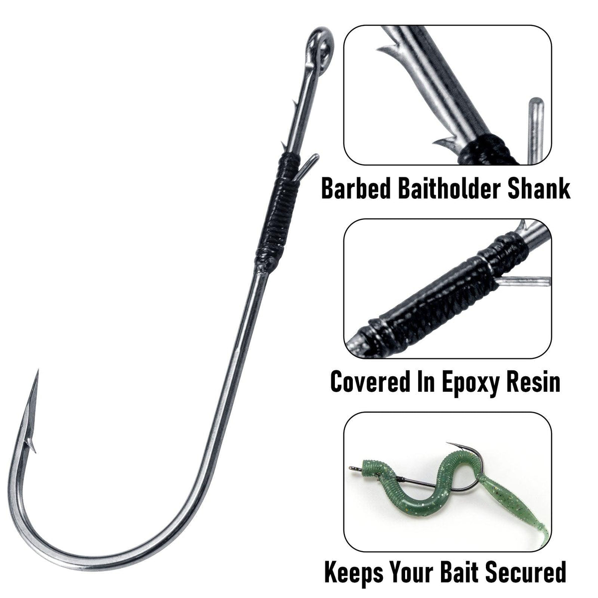 Dr.Fish 30pcs Heavy Cover Hooks with Bait Holder 1#-5/0 - Dr.Fish Tackles