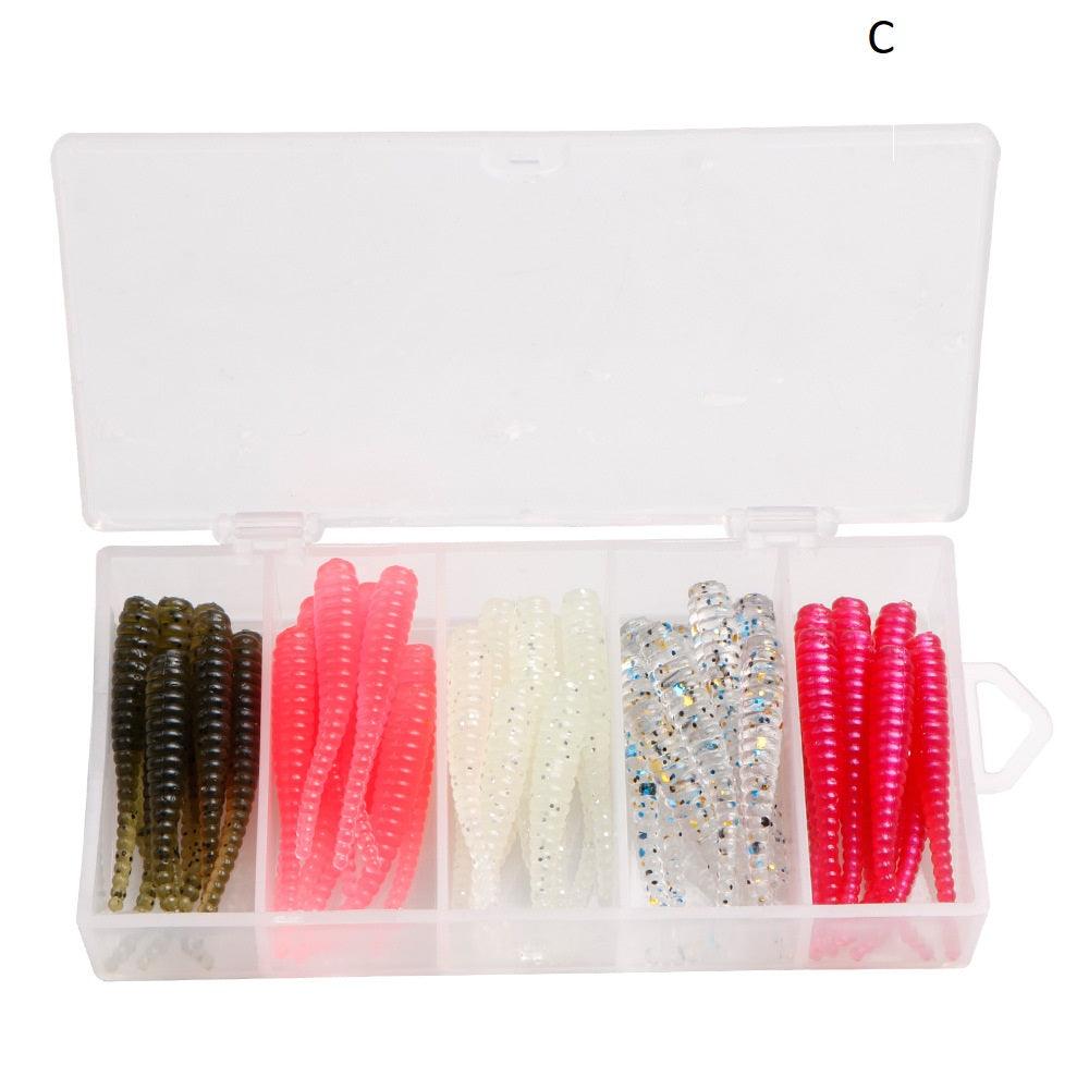 Dr.Fish 50pcs Worm Soft Plastic Lures Kit with Jig - Dr.Fish Tackles