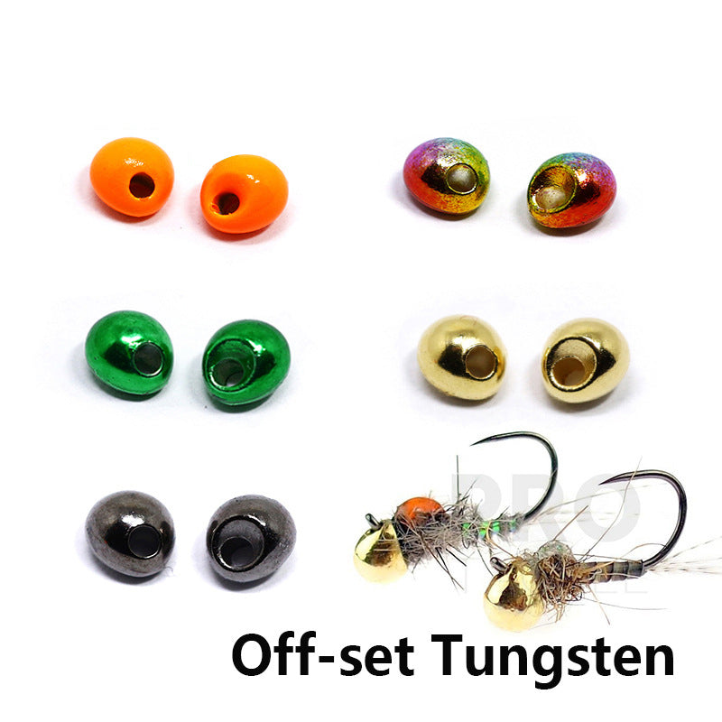 Dr.Fish 5pcs Fly Tying Offset Tungsten Beads 2.3-3.8mm