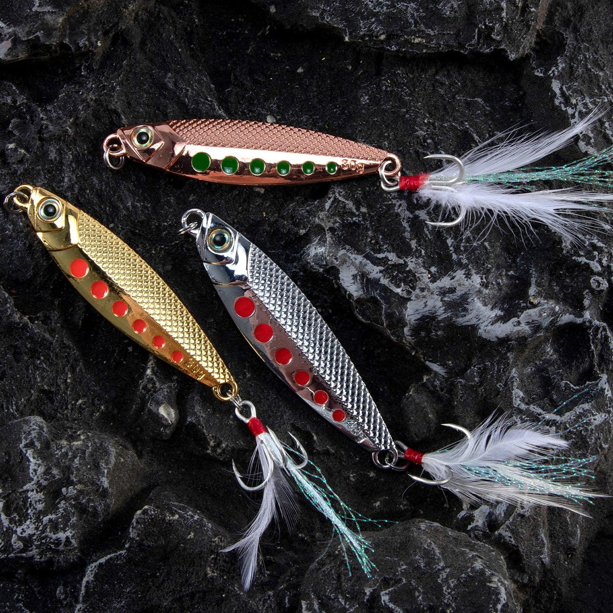 Dr.Fish 5pcs Metal Casting Spoon 1/2oz-1oz Gold / 1oz 3''