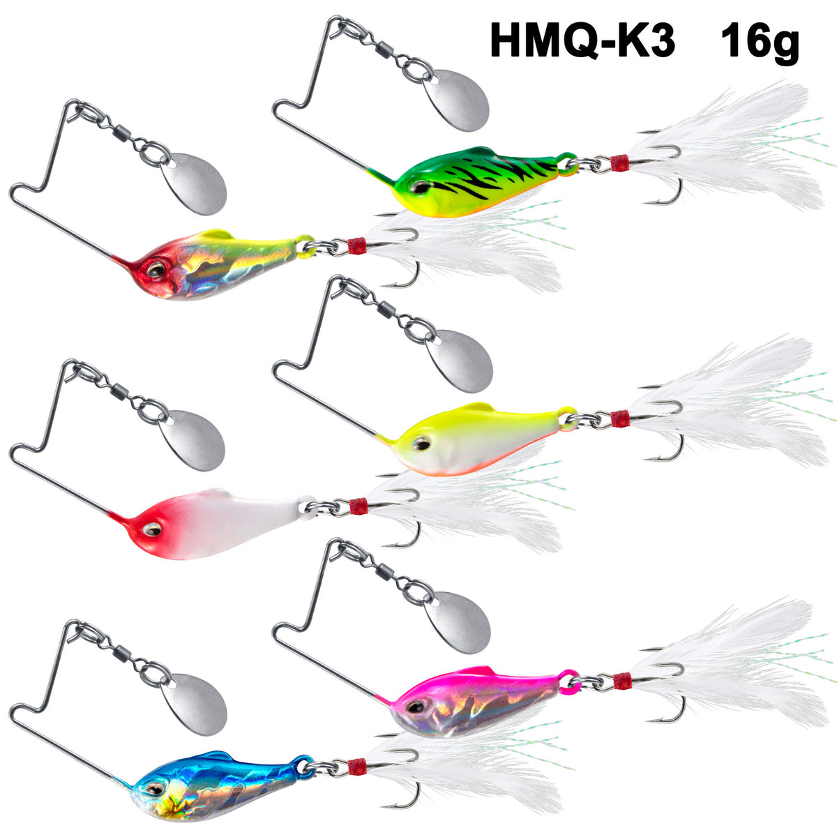 Dr.Fish 6 pcs 3D eyes Spinner baits Fishing Lure 1/4oz-1/2oz