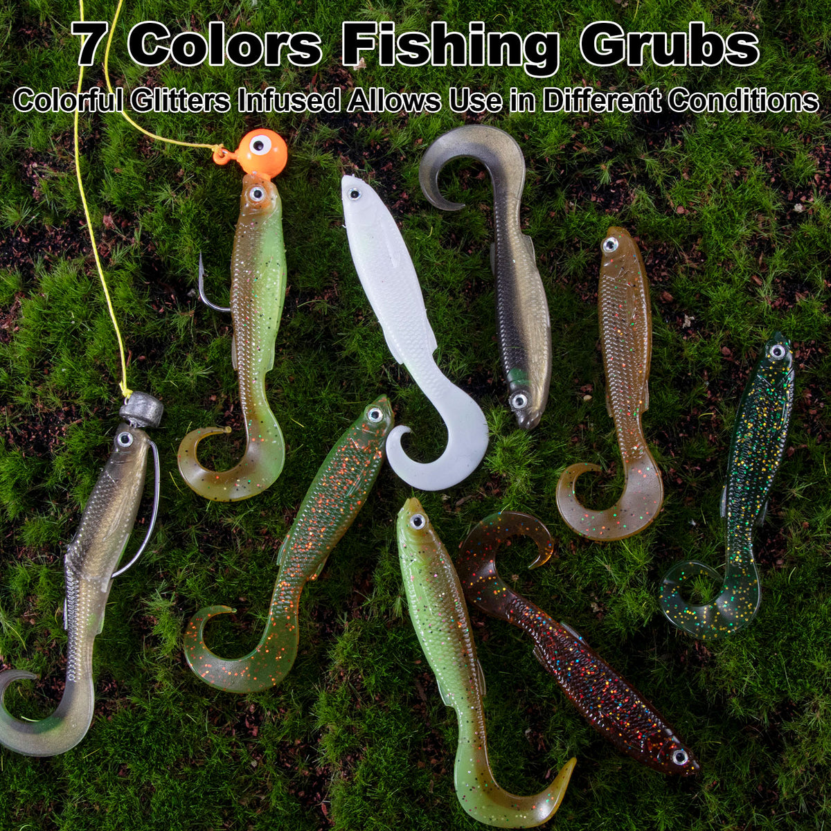 Dr.Fish 8 pcs Grub Fishing Lures  2"/2.5"