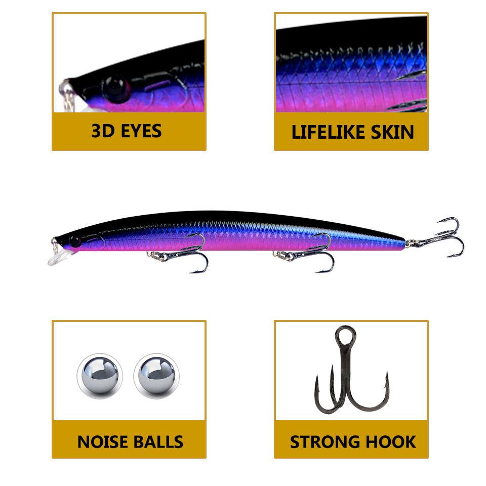 Dr.Fish Fishing Lures PVC Floating Hard Baits with 3 Hooks 5 Colors 18cm 24g - Dr.Fish Tackles