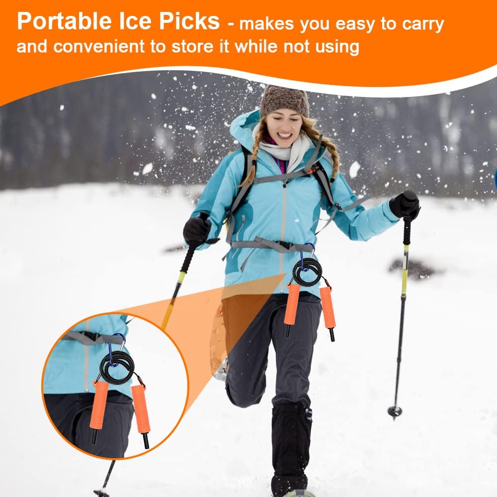 Dr.Fish Ice Fishing Safety Retractable Ice Awls Ice Breaking Tool
