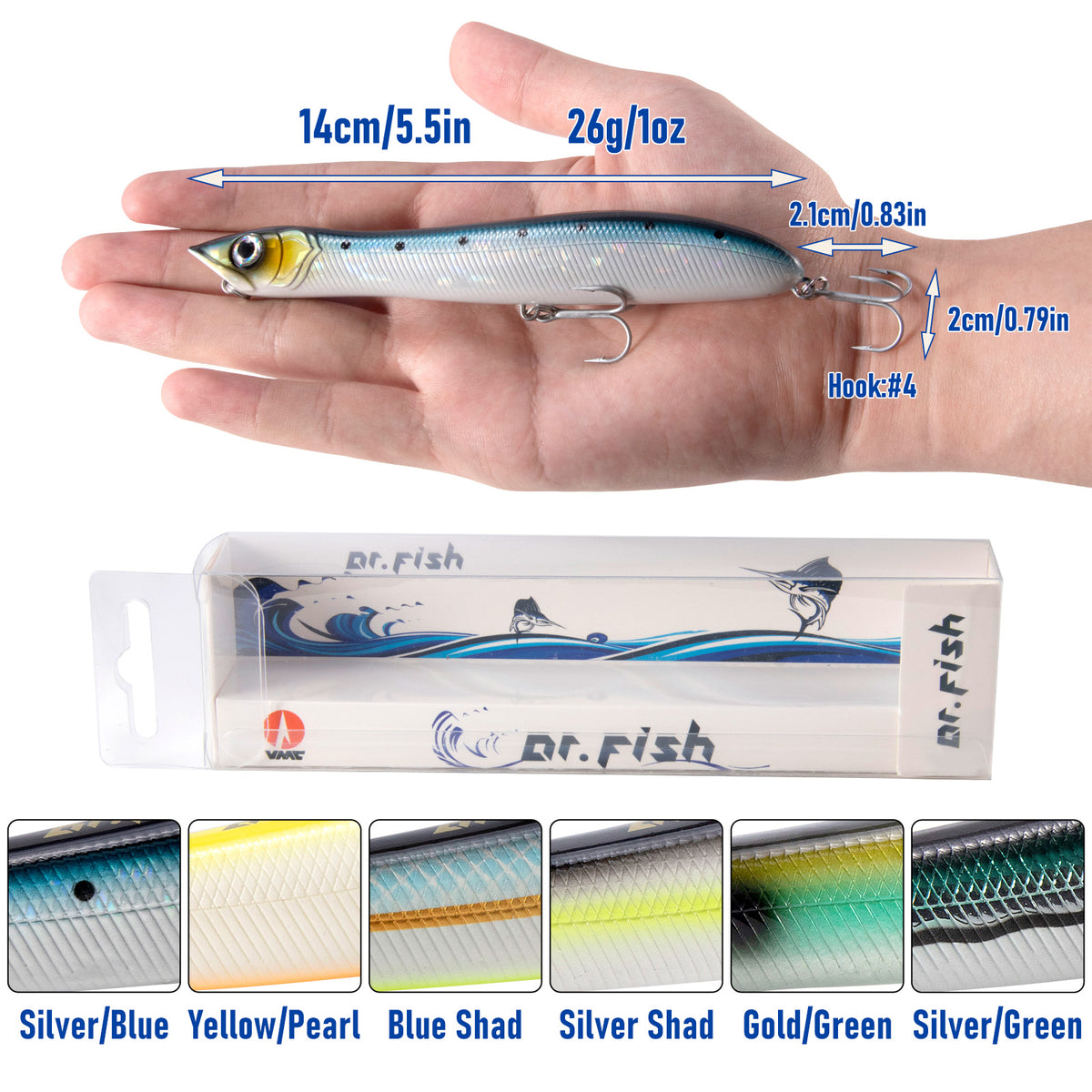 Dr.Fish Topwater Fishing Lure 5.5''