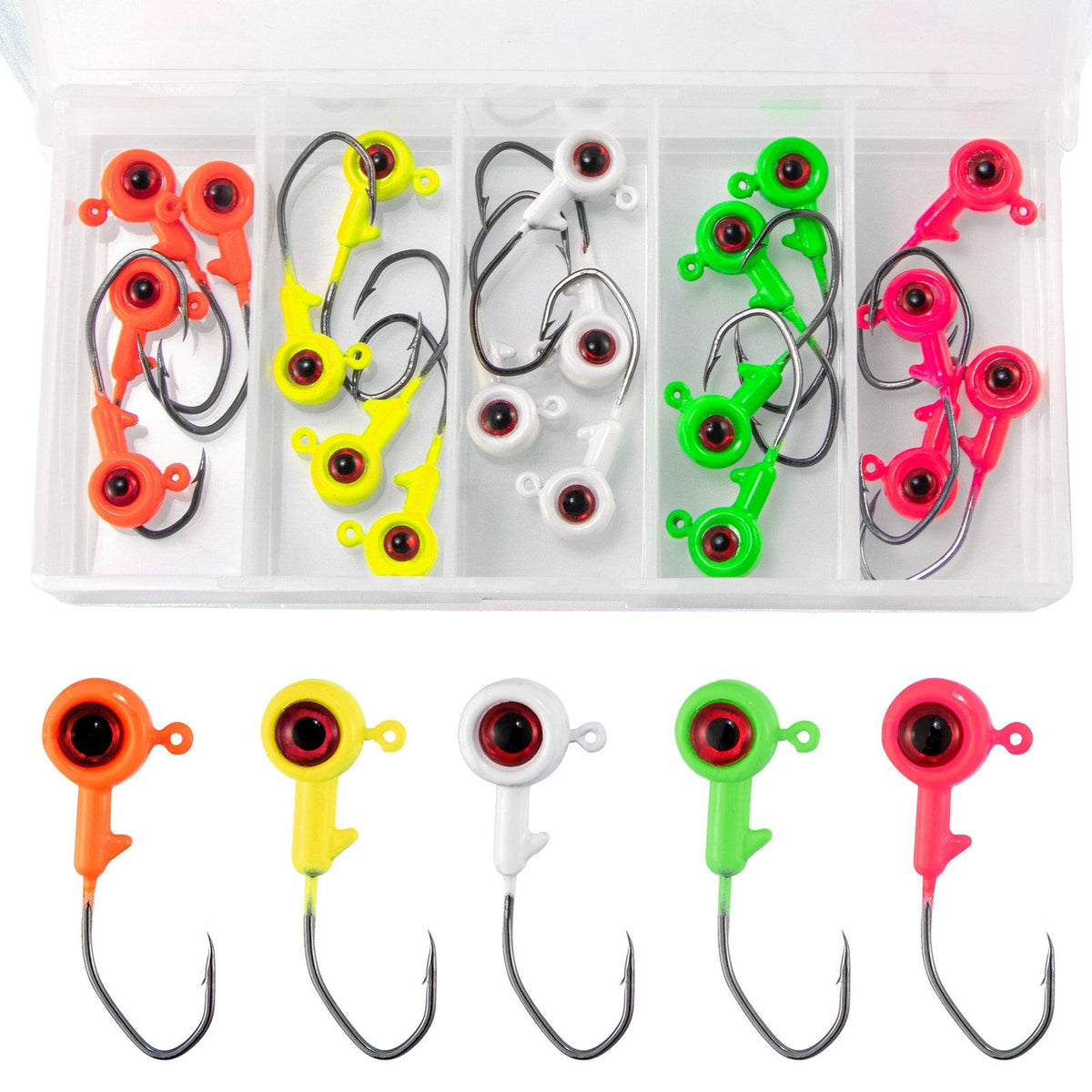 Dr.Fish 30pcs Big Eye Jig Heads 1/32oz-1/8oz(with Box) - Dr.Fish Tackles