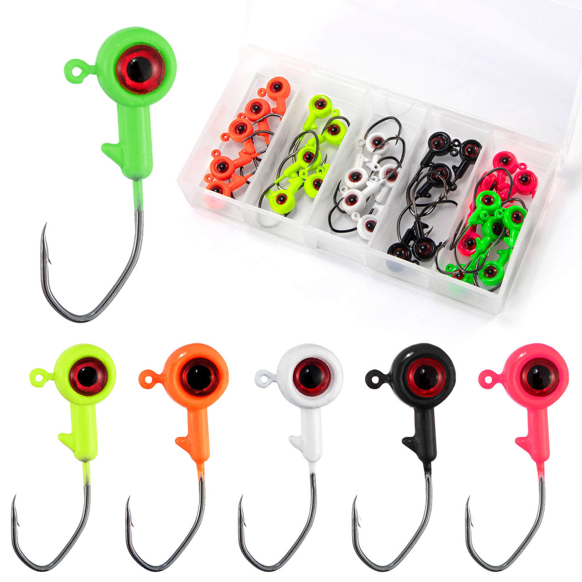 Dr.Fish 30pcs Crappie Jig Head Kit 6 Colors 132oz–18oz (2)