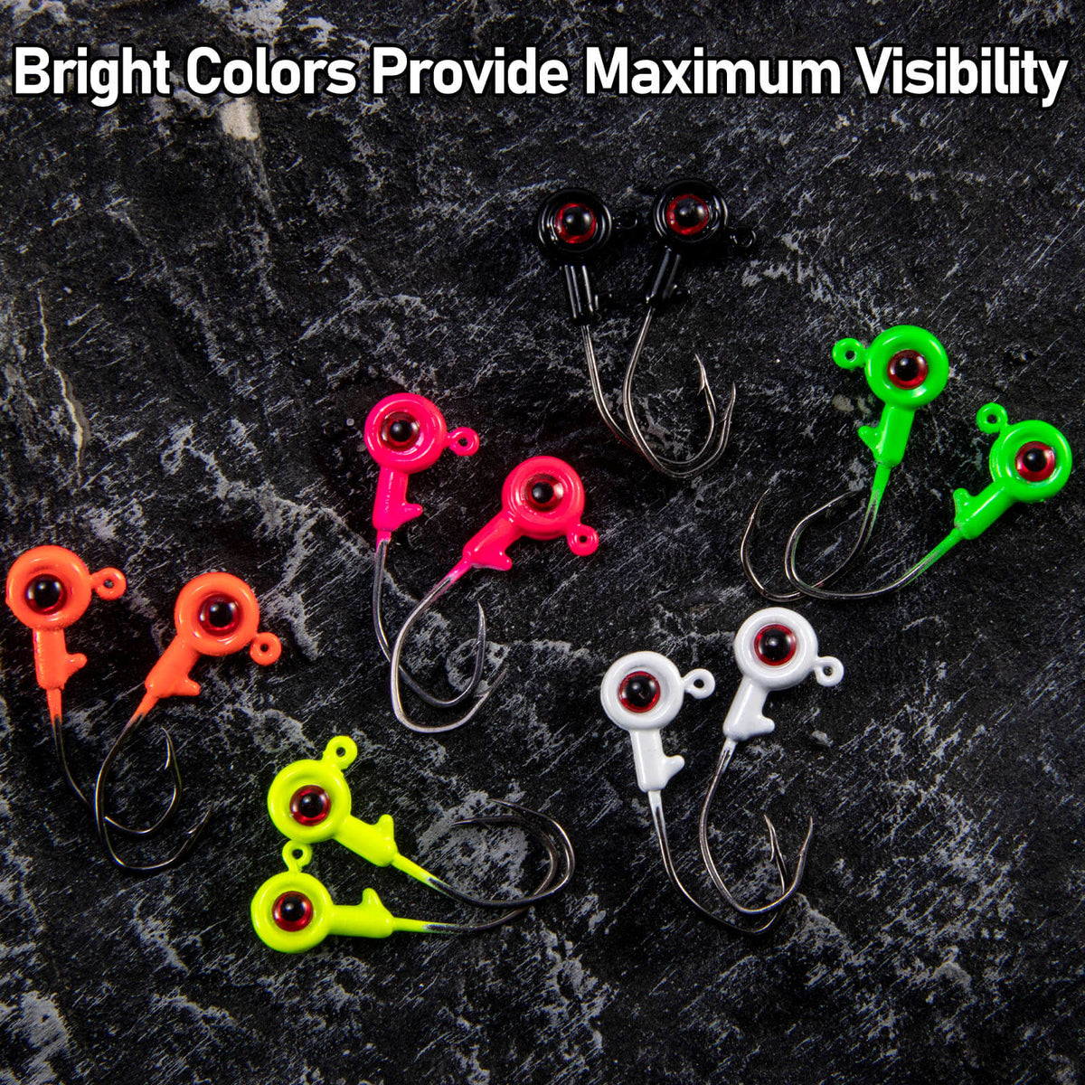 Dr.Fish 30pcs Crappie Jig Head Kit 6 Colors 1/32oz–1/8oz