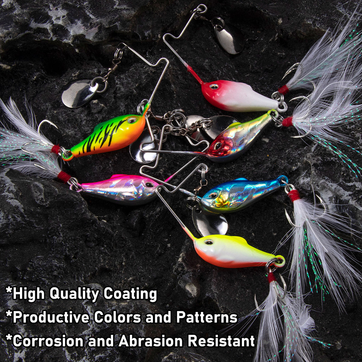 Dr.Fish 6 pcs 3D eyes Spinner baits Fishing Lure 1/4oz-1/2oz