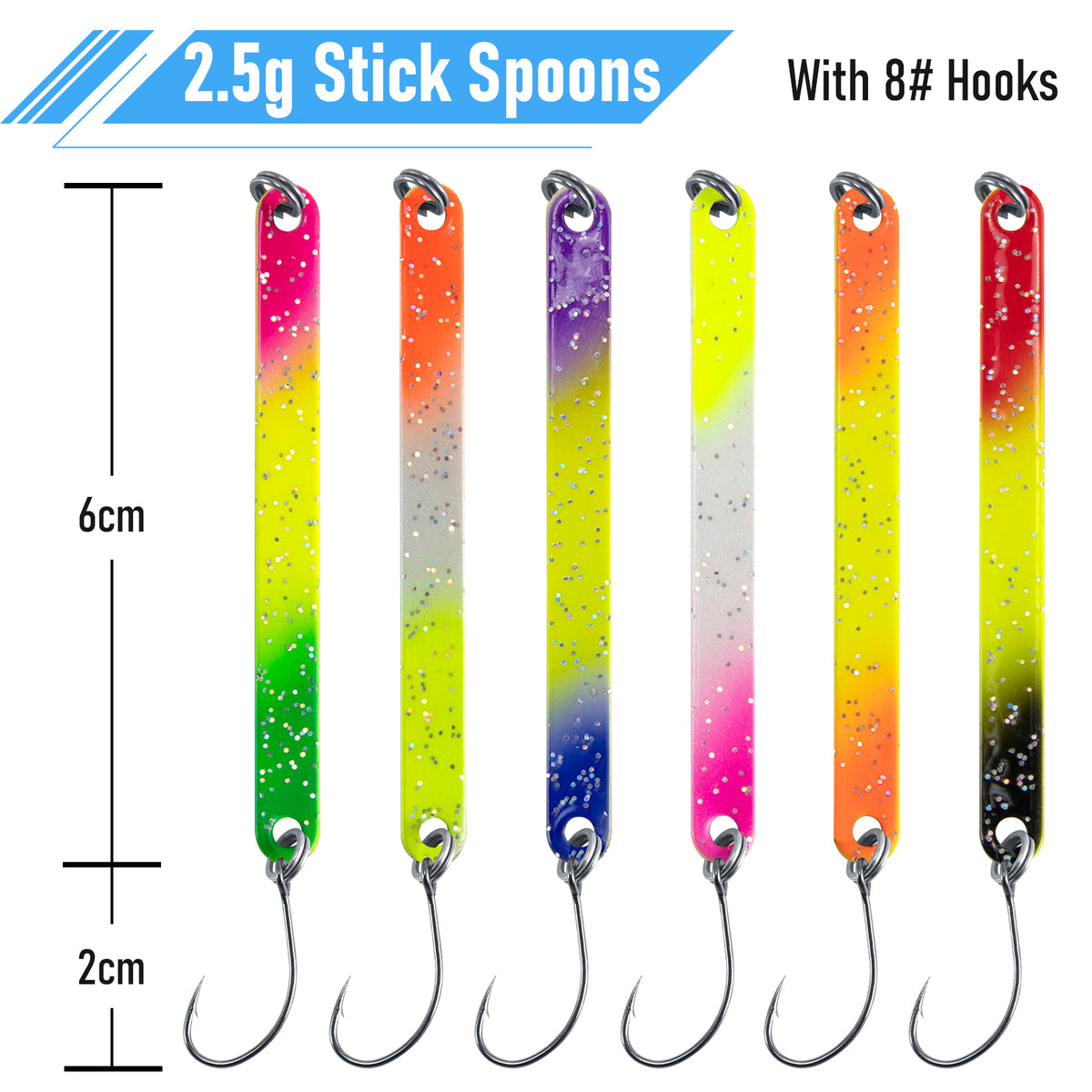Dr.Fish 6pcs Trout Bait Trout Stick Spoon 2.5g/3g/4g