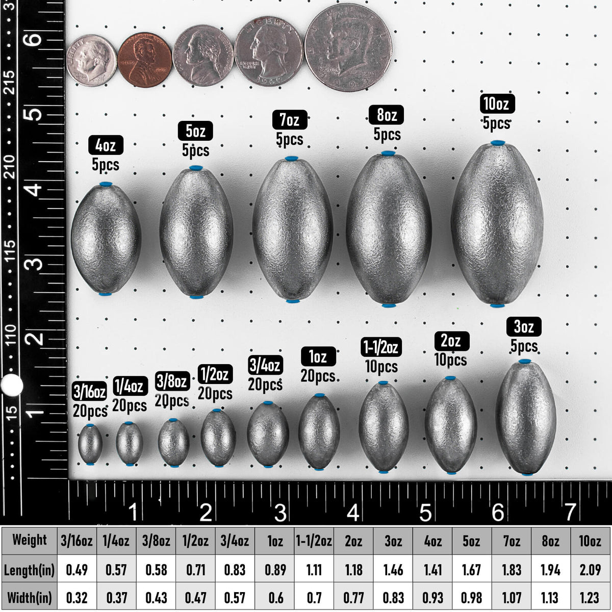 Dr.Fish Egg Sinkers with Smooth Plastic Core size