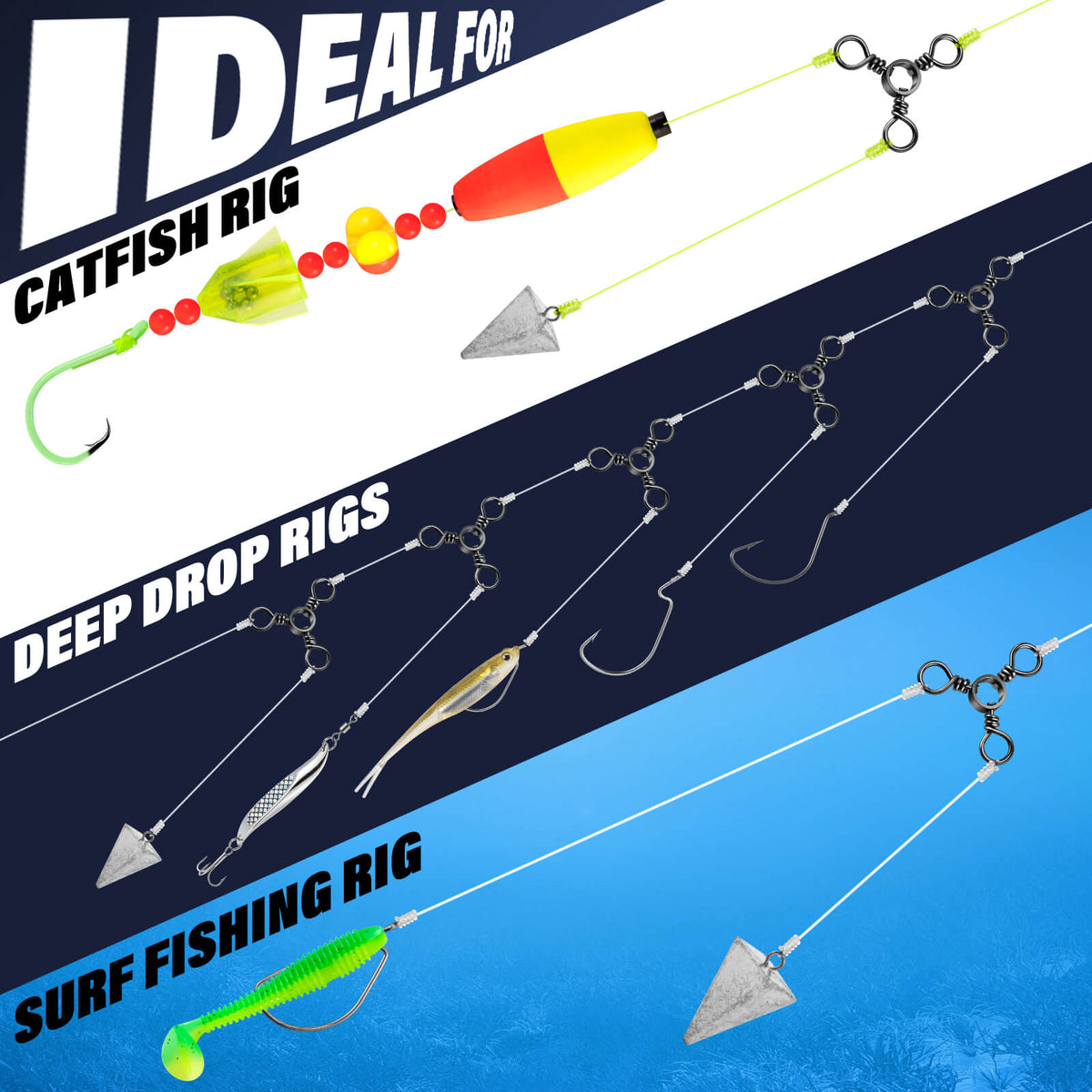 Dr.Fish Three Way Swivels 28-220lb
