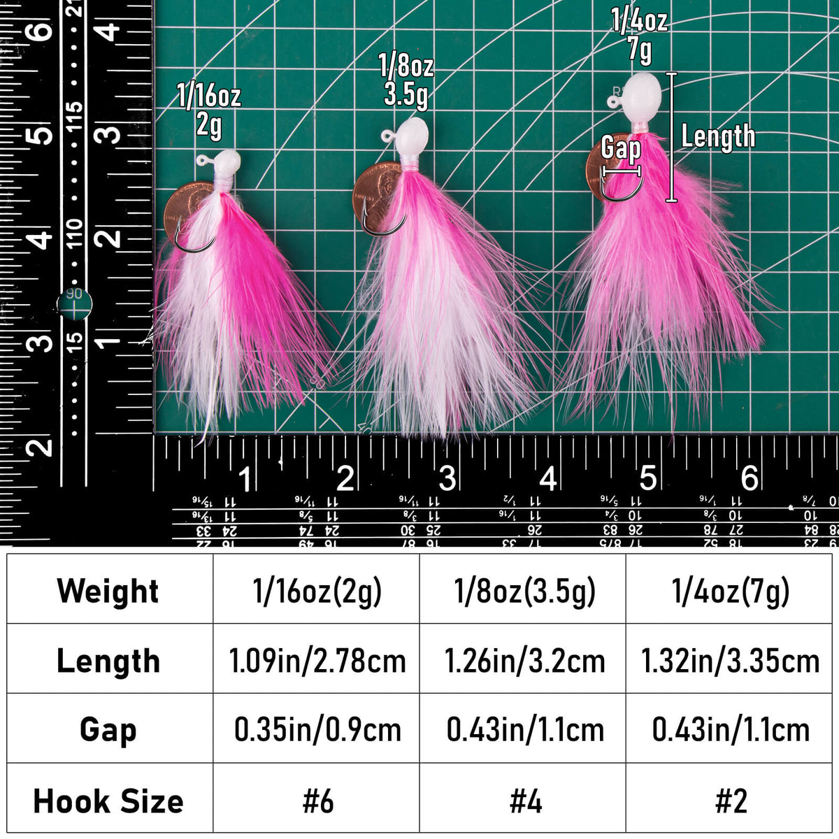 Dr.Fish 5pcs Marabou Feather Jigs for Crappie, Bass & Trout